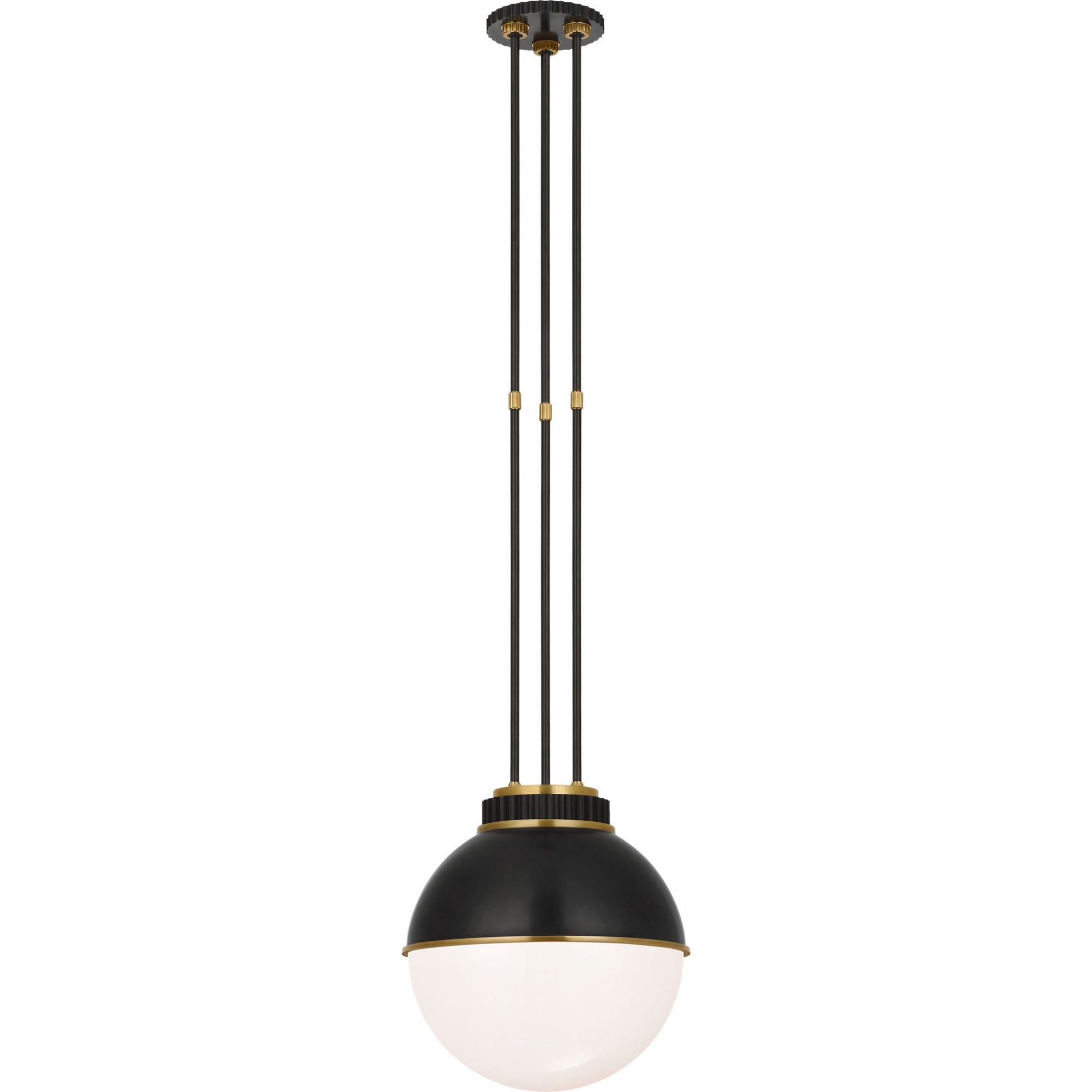 Ralph Lauren Cavill 12" Pendant in Bronze and Natural Brass with Bronze Hood and White Glass W12"