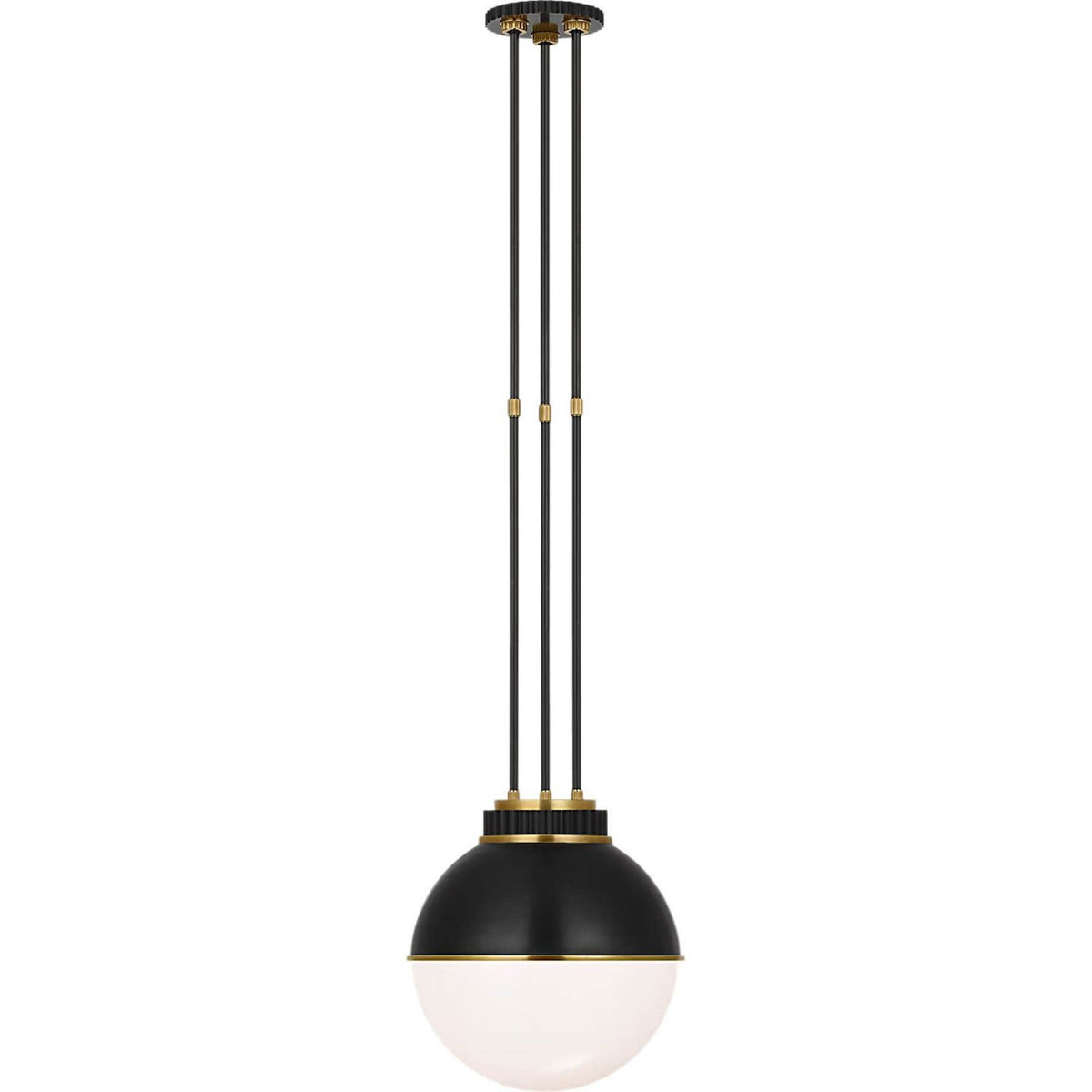 Ralph Lauren Cavill 12" Pendant in Bronze and Natural Brass with Bronze Hood and White Glass W12"