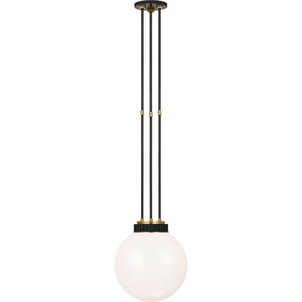 Ralph Lauren Cavill 12" Pendant in Bronze and Natural Brass with White Glass W11.5"