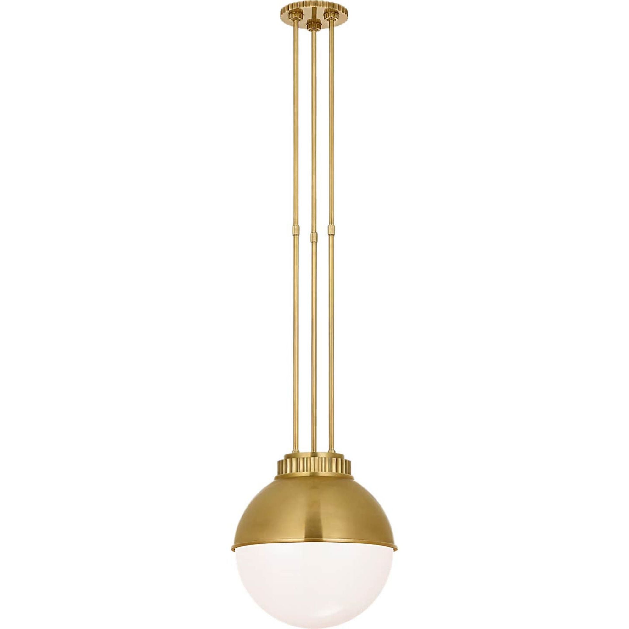 Ralph Lauren Cavill 12" Pendant in Natural Brass with Natural Brass Hood and White Glass W12"