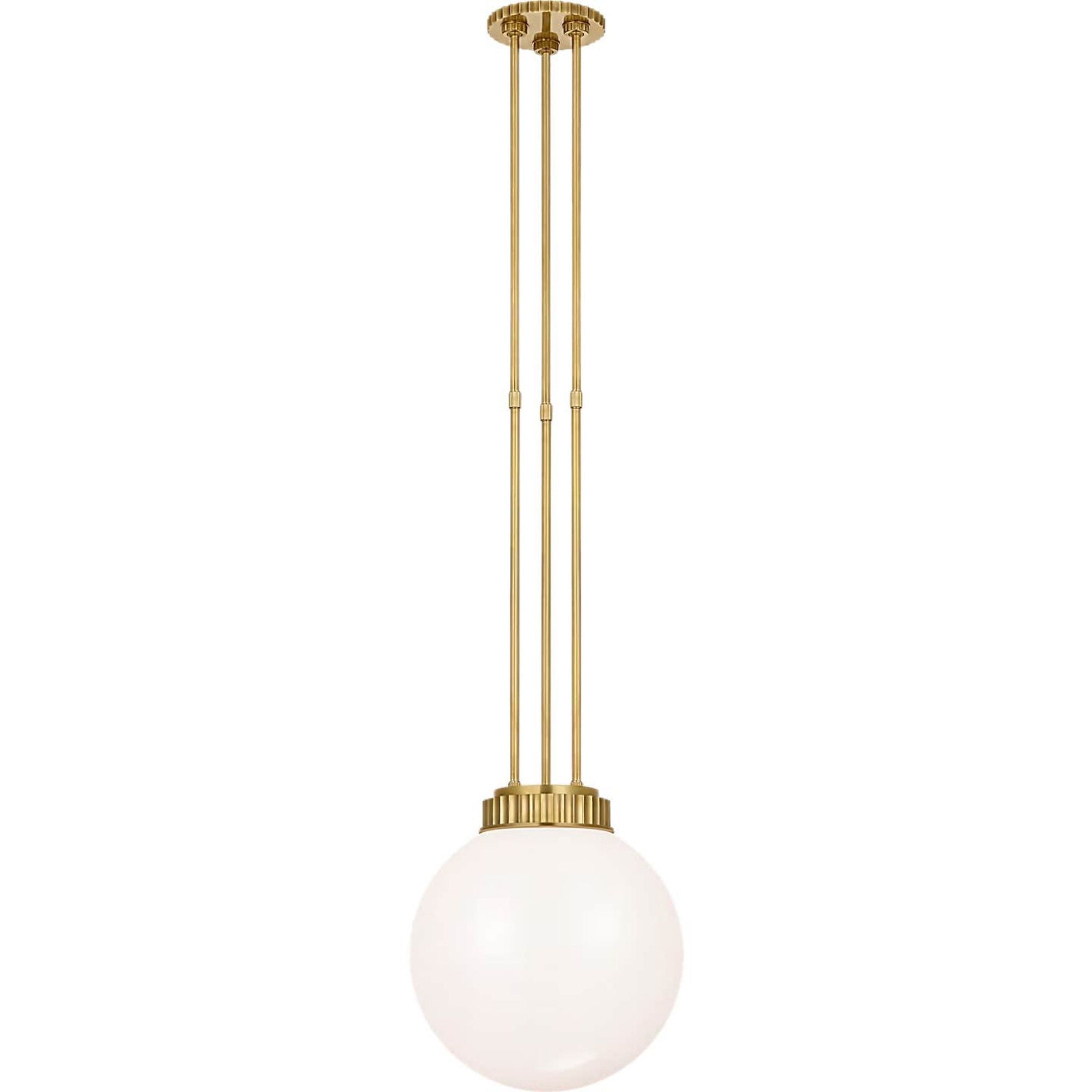 Ralph Lauren Cavill 12" Pendant in Natural Brass with White Glass W11.5"