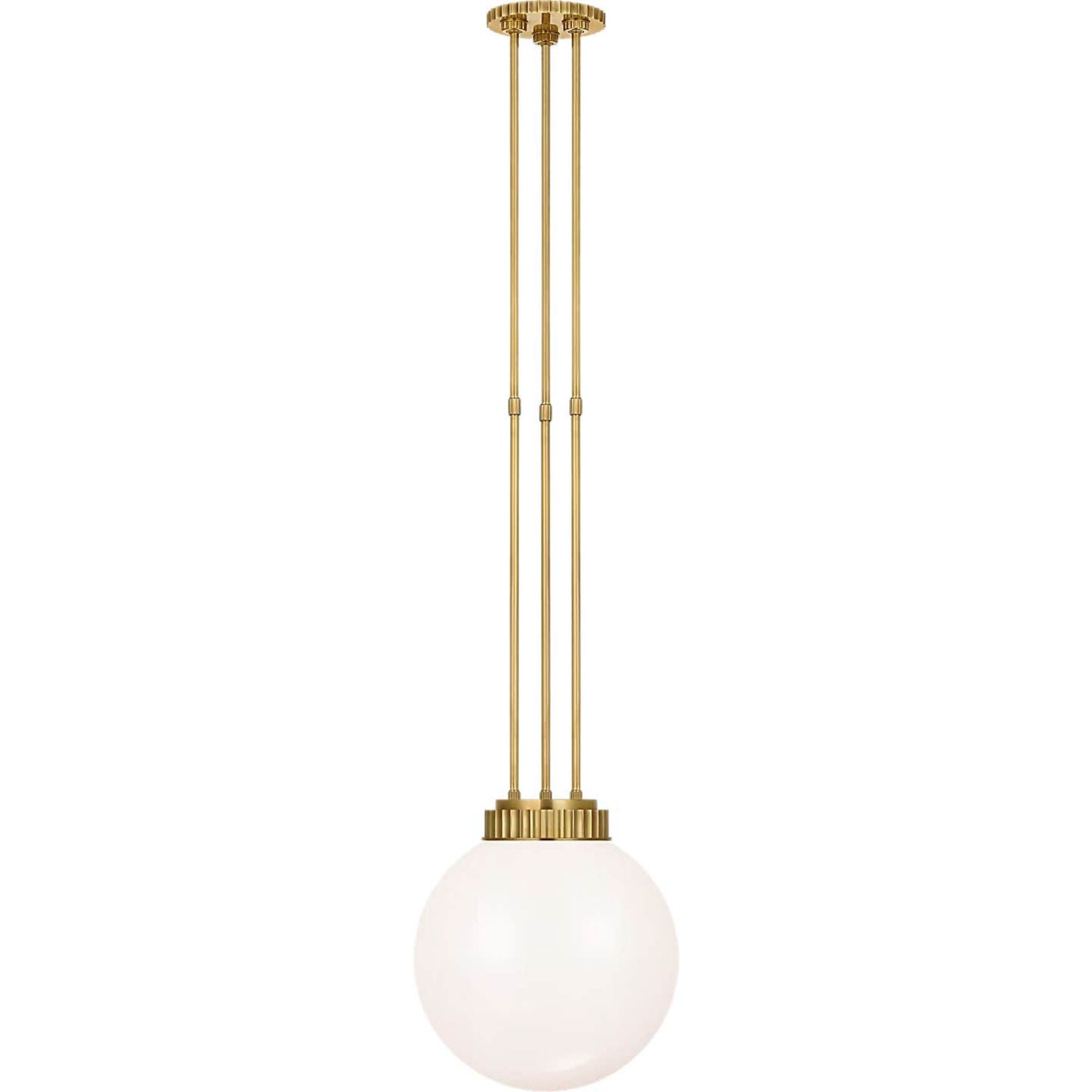 Ralph Lauren Cavill 12" Pendant in Natural Brass with White Glass W11.5"