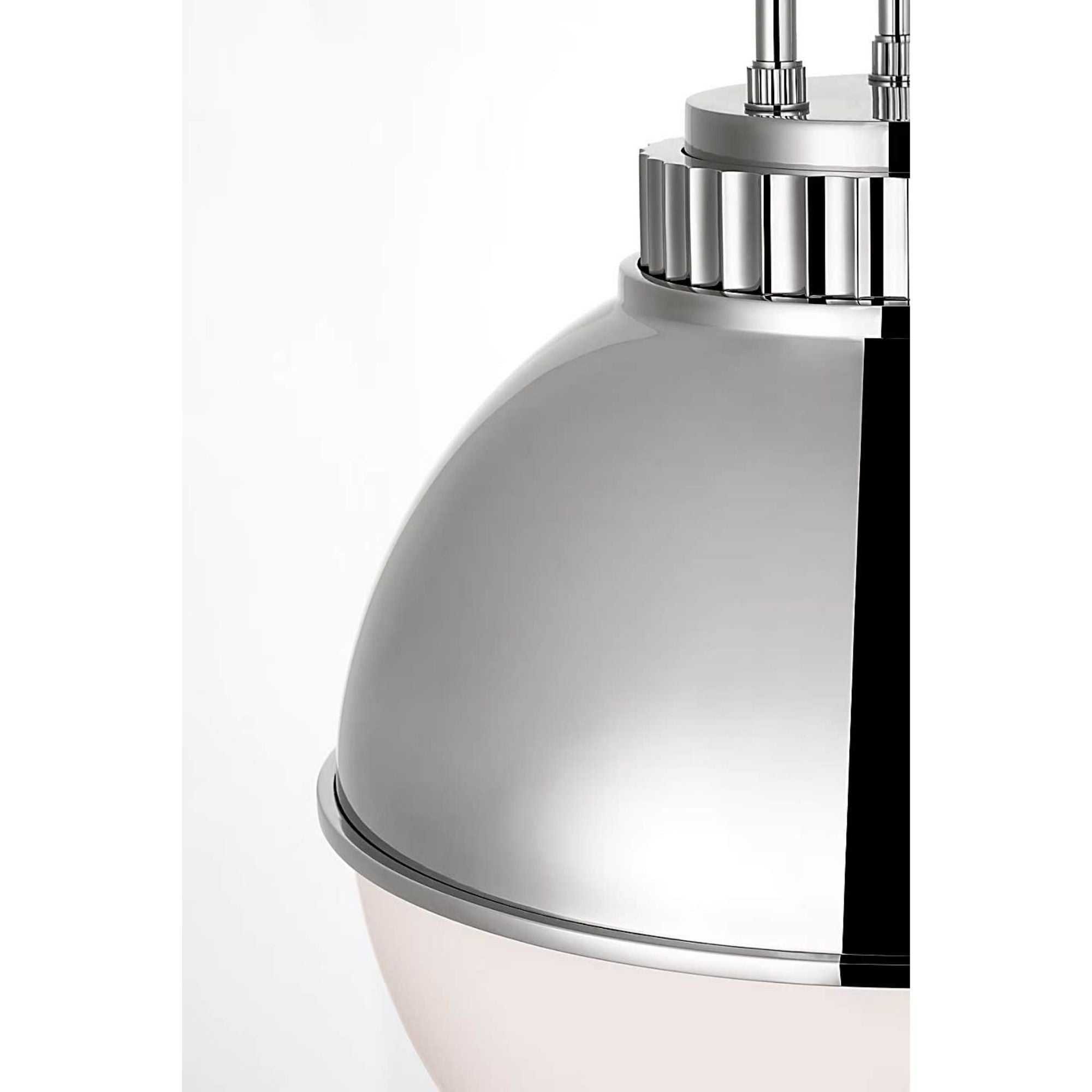 Ralph Lauren Cavill 12" Pendant in Polished Nickel with Polished Nickel Hood and White Glass W12"