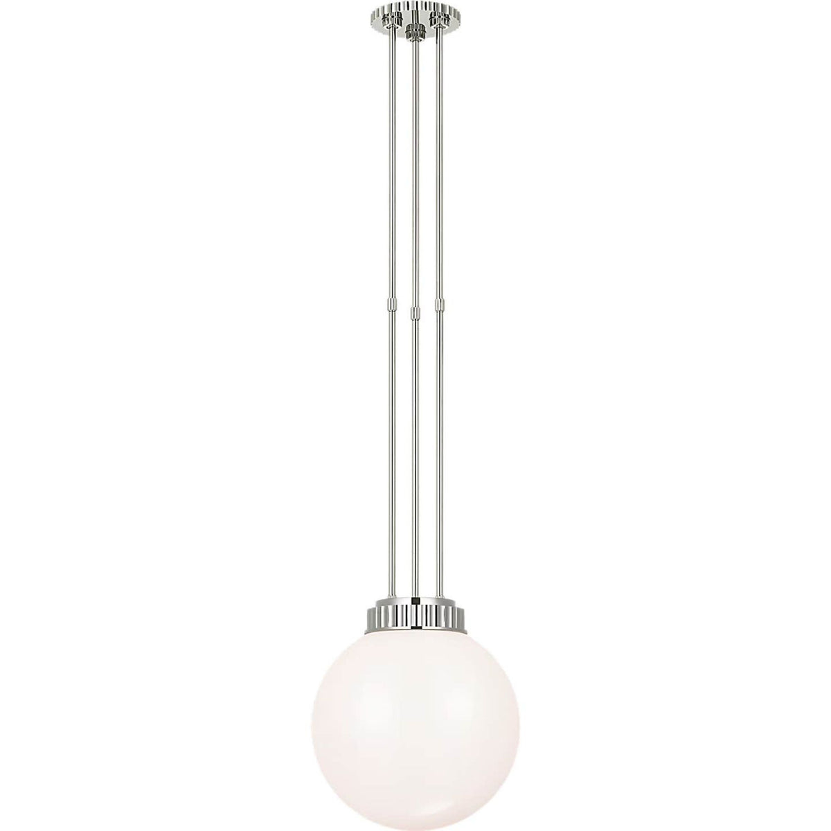 Ralph Lauren Cavill 12" Pendant in Polished Nickel with White Glass W11.5"