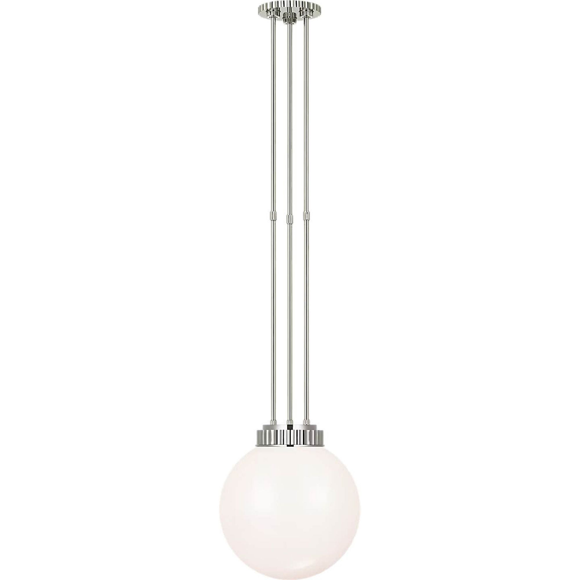 Ralph Lauren Cavill 12" Pendant in Polished Nickel with White Glass W11.5"