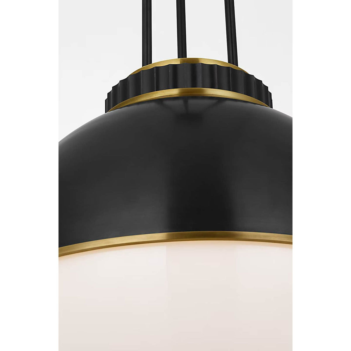 Ralph Lauren Cavill 16" Pendant in Bronze and Natural Brass with Bronze Hood and White Glass W16.25"