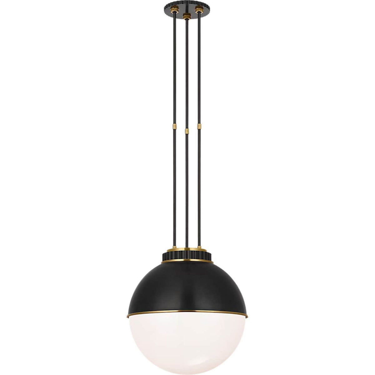 Ralph Lauren Cavill 16" Pendant in Bronze and Natural Brass with Bronze Hood and White Glass W16.25"