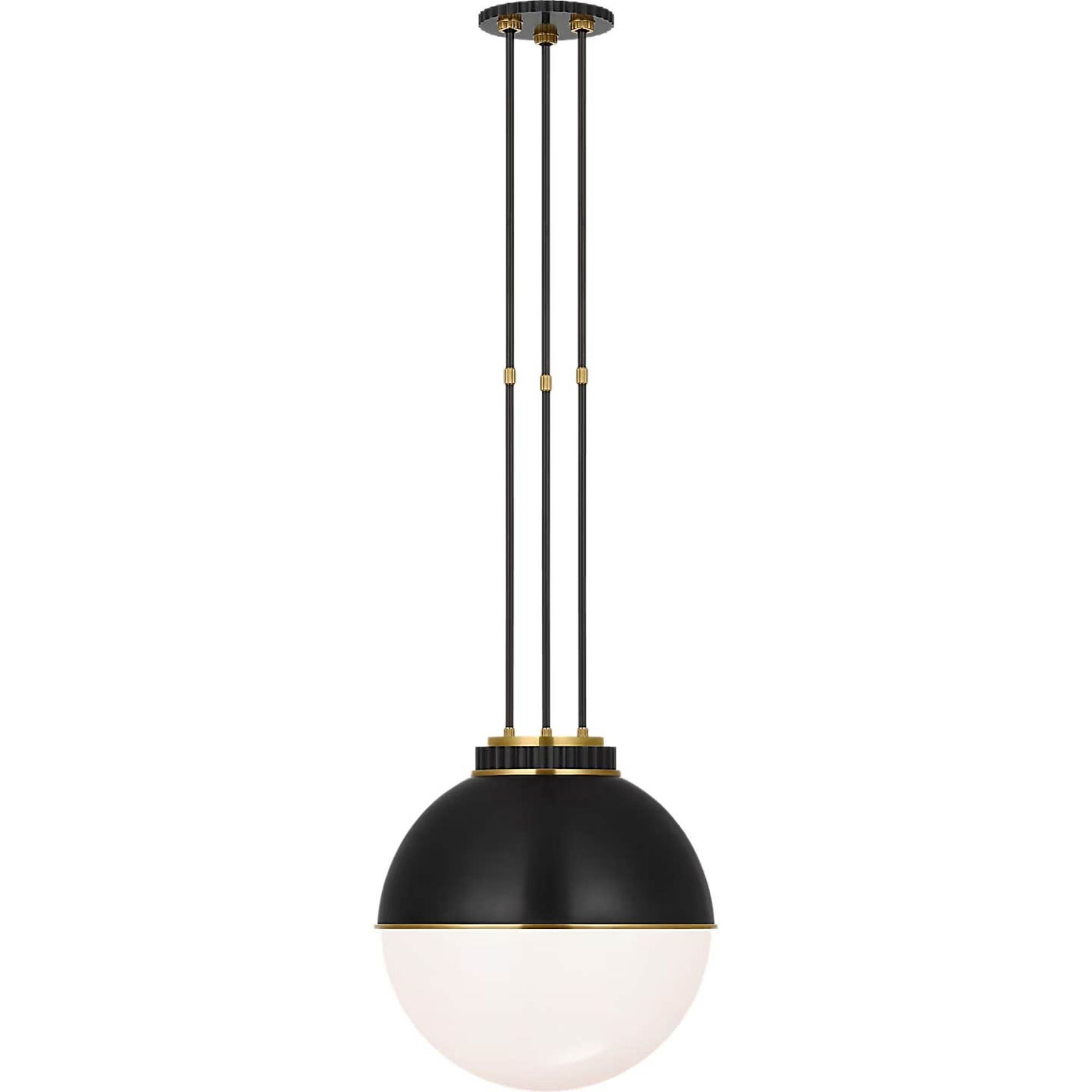 Ralph Lauren Cavill 16" Pendant in Bronze and Natural Brass with Bronze Hood and White Glass W16.25"