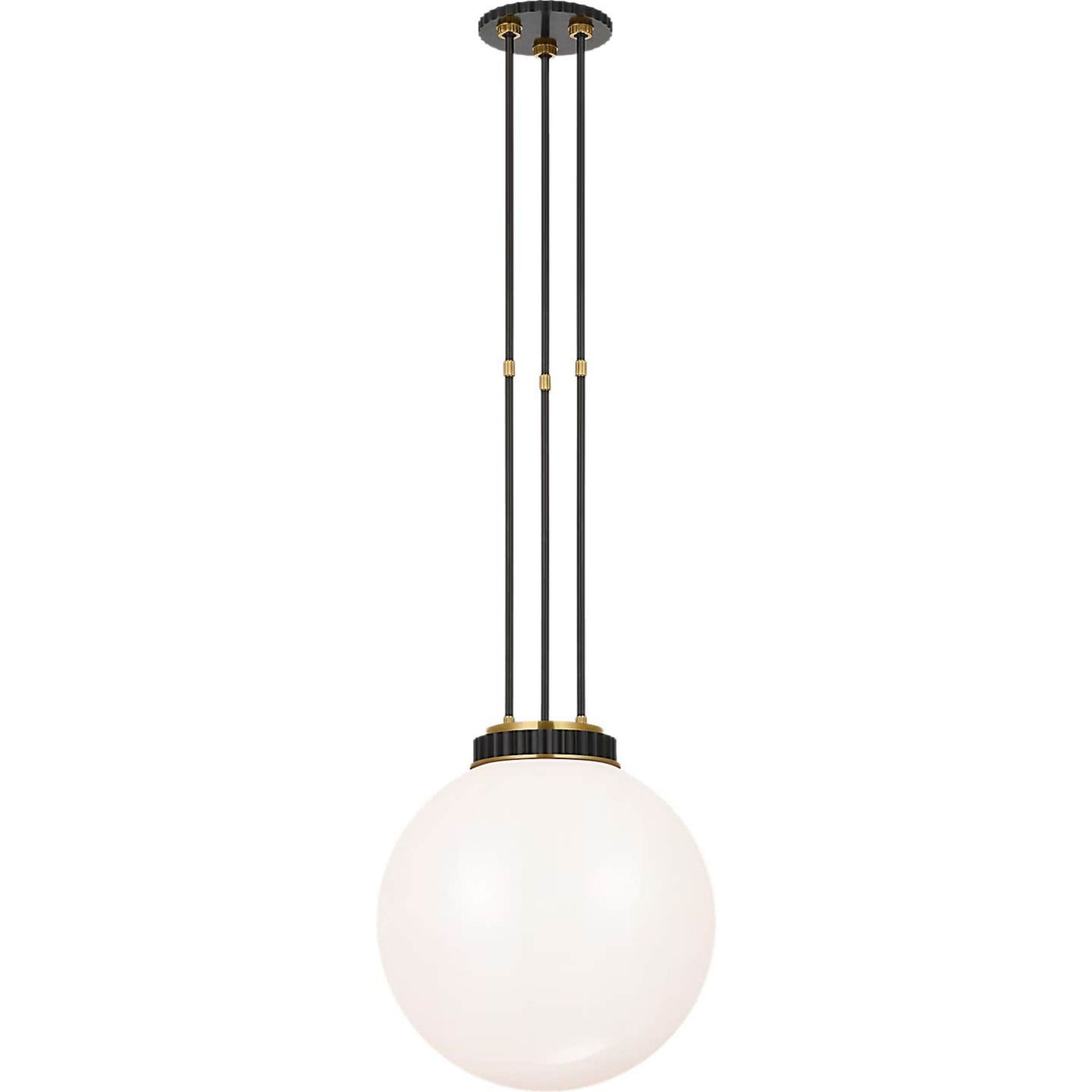 Ralph Lauren Cavill 16" Pendant in Bronze and Natural Brass with White Glass W15.5"