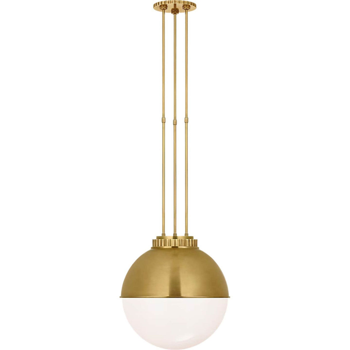 Ralph Lauren Cavill 16" Pendant in Natural Brass with Natural Brass Hood and White Glass W16.25"