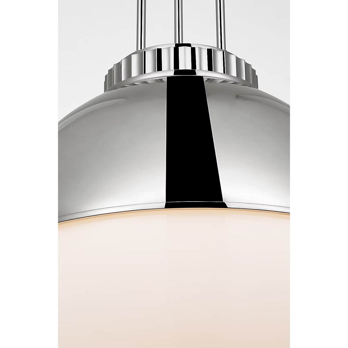 Ralph Lauren Cavill 16" Pendant in Polished Nickel with Polished Nickel Hood and White Glass W16.25"