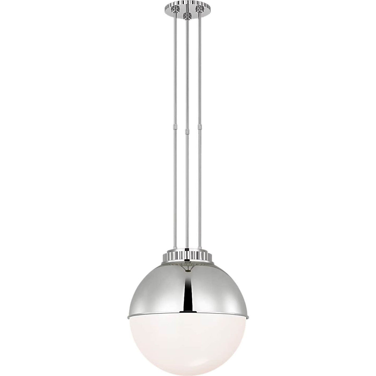 Ralph Lauren Cavill 16" Pendant in Polished Nickel with Polished Nickel Hood and White Glass W16.25"