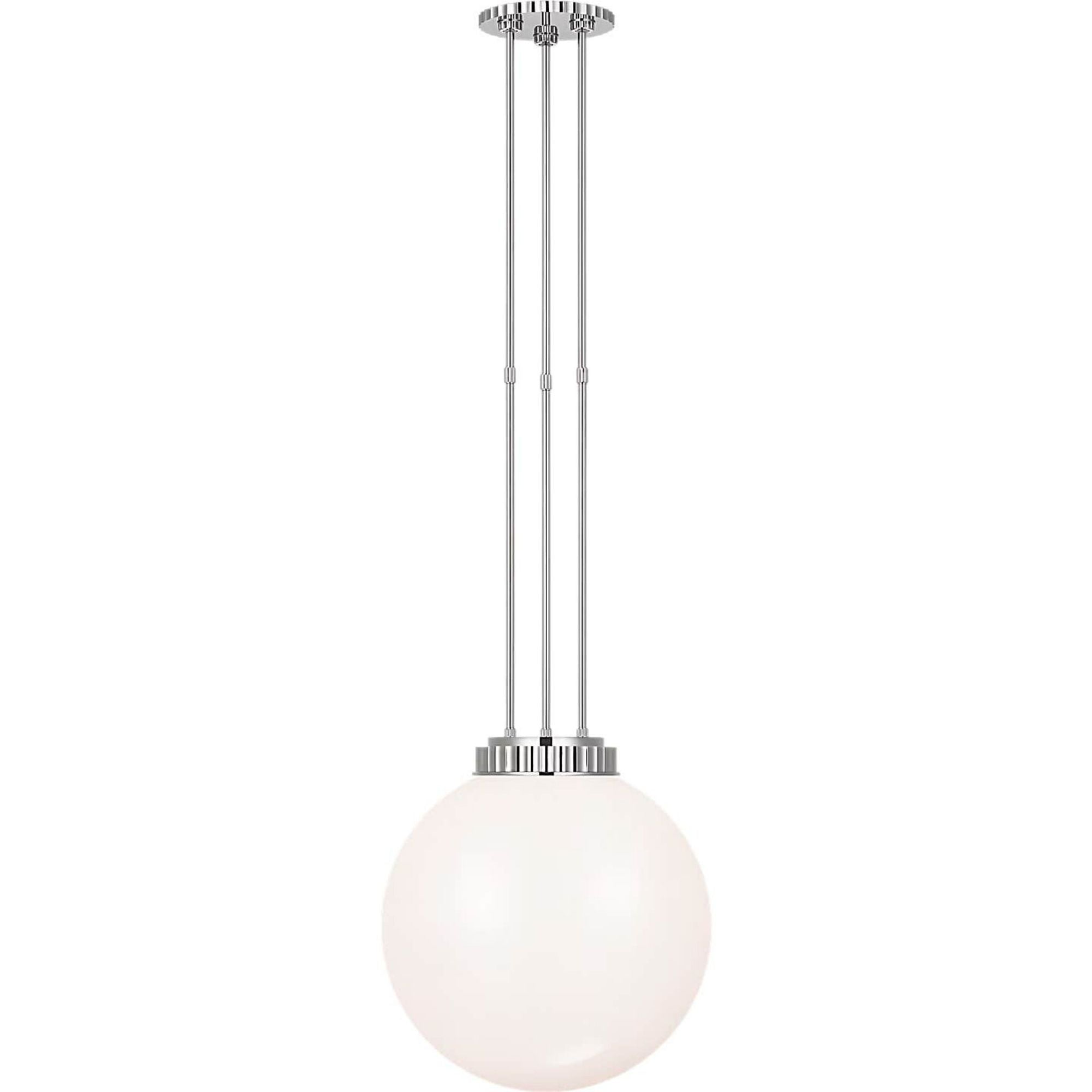 Ralph Lauren Cavill 16" Pendant in Polished Nickel with White Glass W15.5"