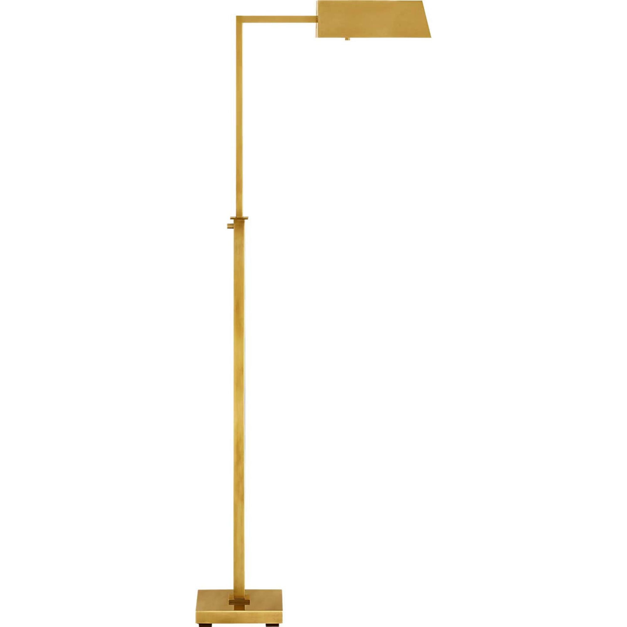 Suzanne Kasler Adley Adjustable Pharmacy Floor Lamp in Hand-Rubbed Antique Brass W6.5" x H34" - 45" x E16.5"