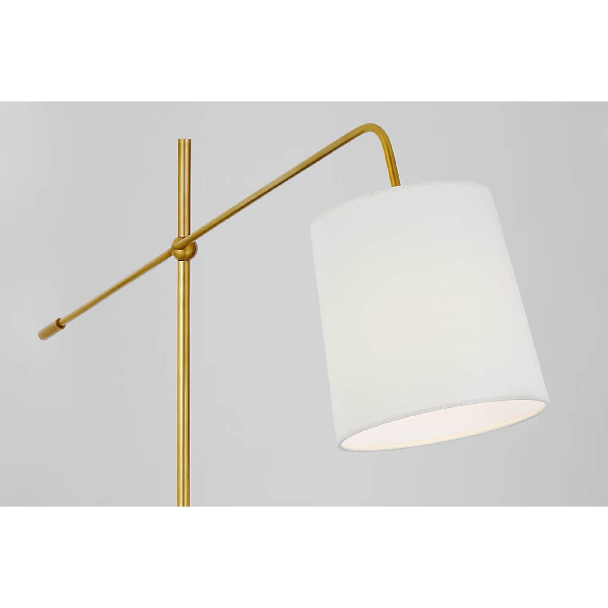 Suzanne Kasler Frederick 52" Pivoting Floor Lamp in Hand-Rubbed Antique Brass with Linen Shade W8" x H52" - 63.25" x E32.25" - 35.5"