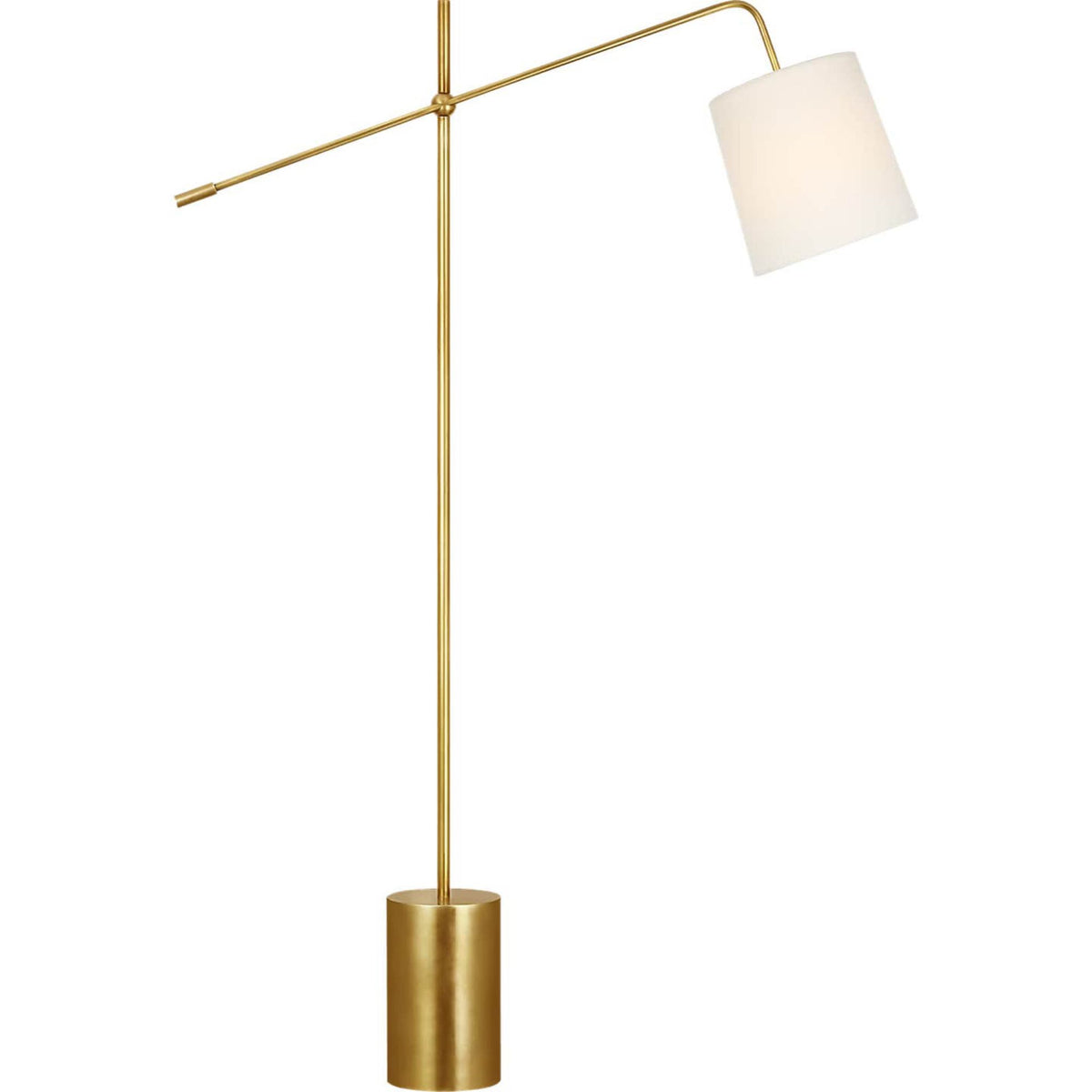 Suzanne Kasler Frederick 52" Pivoting Floor Lamp in Hand-Rubbed Antique Brass with Linen Shade W8" x H52" - 63.25" x E32.25" - 35.5"
