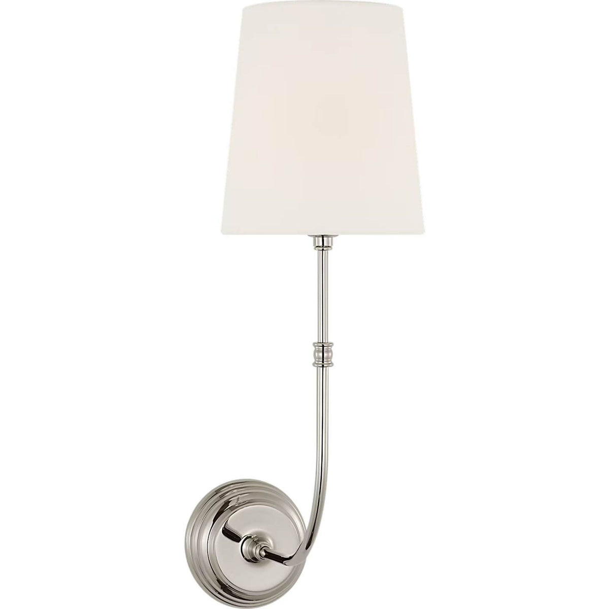 Suzanne Kasler Wyatt 20" Sconce in Polished Nickel with Linen Shade W6.25" x H20" x E10"