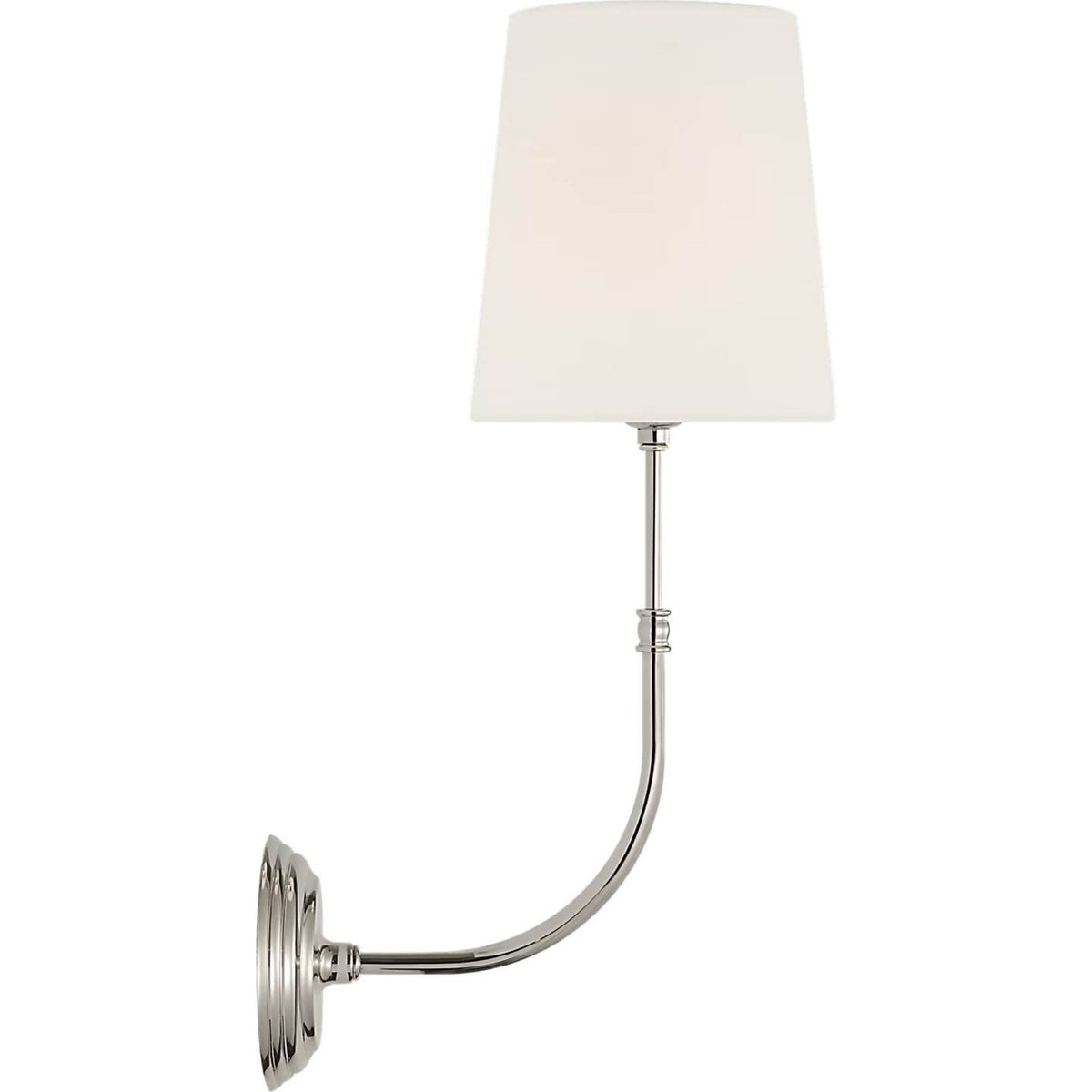 Suzanne Kasler Wyatt 20" Sconce in Polished Nickel with Linen Shade W6.25" x H20" x E10"