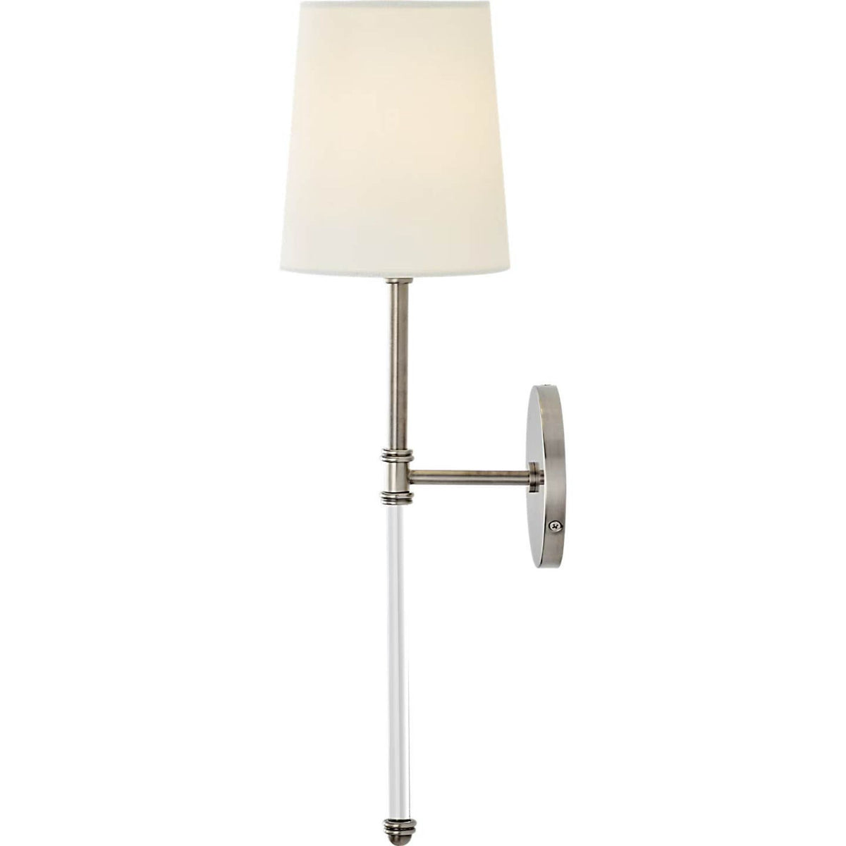 Suzanne Kasler Camille Sconce in Antique Nickel with Linen Shade W5.5" x H19.5" x E6.5"