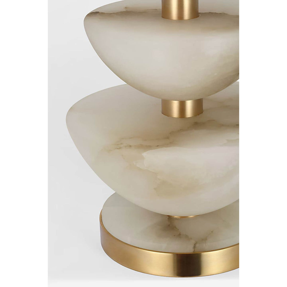 Suzanne Kasler Aubert 28" Table Lamp in Alabaster and Hand-Rubbed Antique Brass with Linen Shade W17" x H28.25"