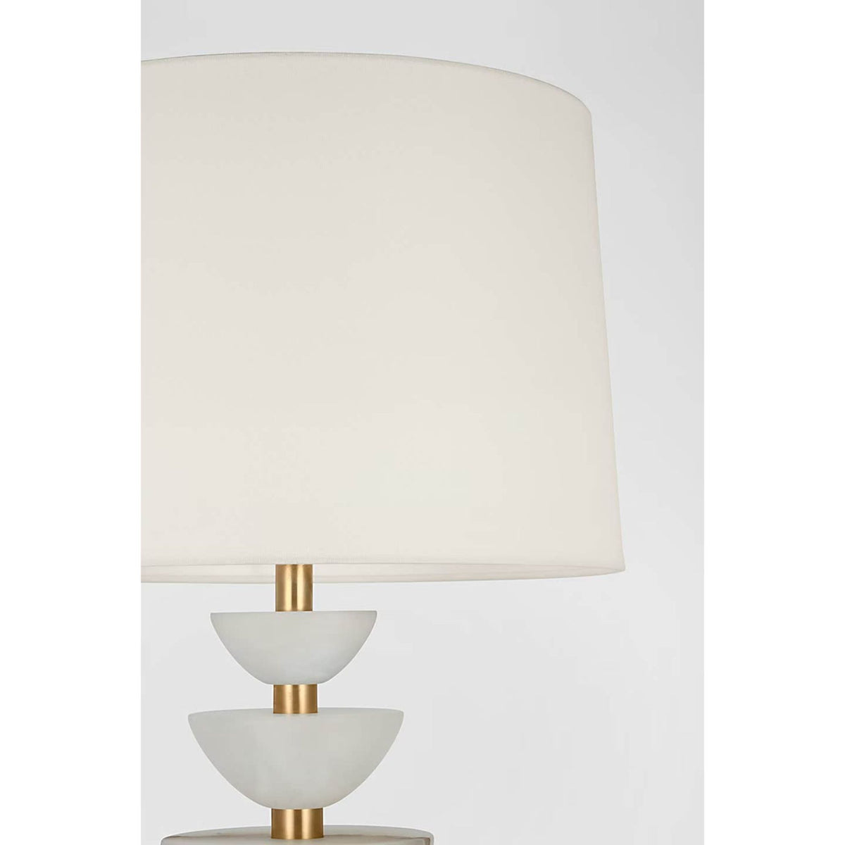 Suzanne Kasler Aubert 28" Table Lamp in Alabaster and Hand-Rubbed Antique Brass with Linen Shade W17" x H28.25"