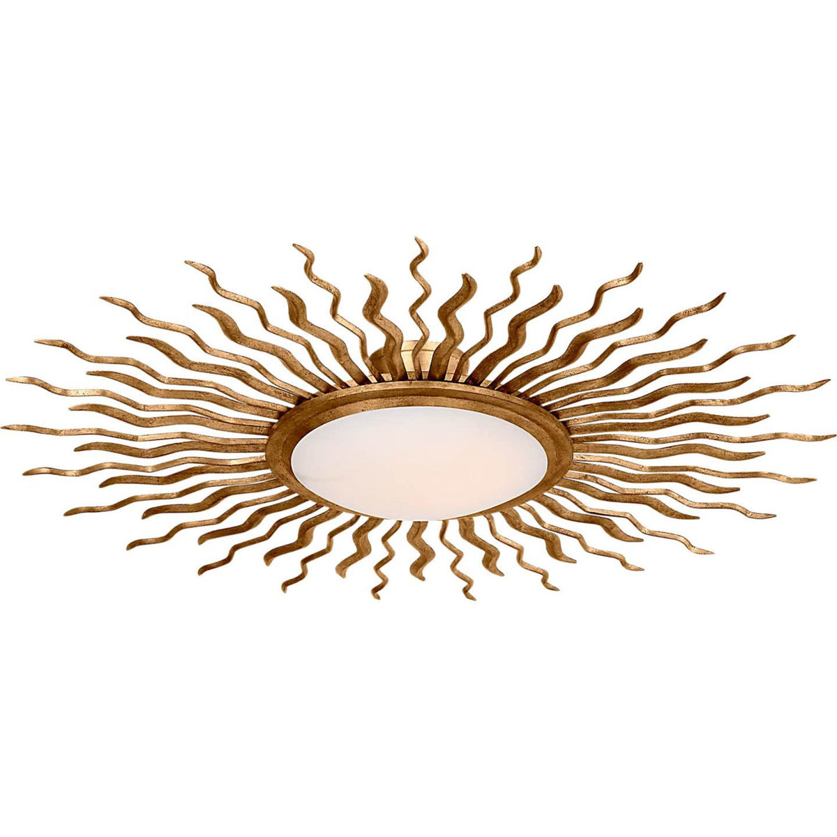 Suzanne Kasler Re 38" Semi-Flush Mount in Gilded Iron with White Glass W38.25" x H6.75"