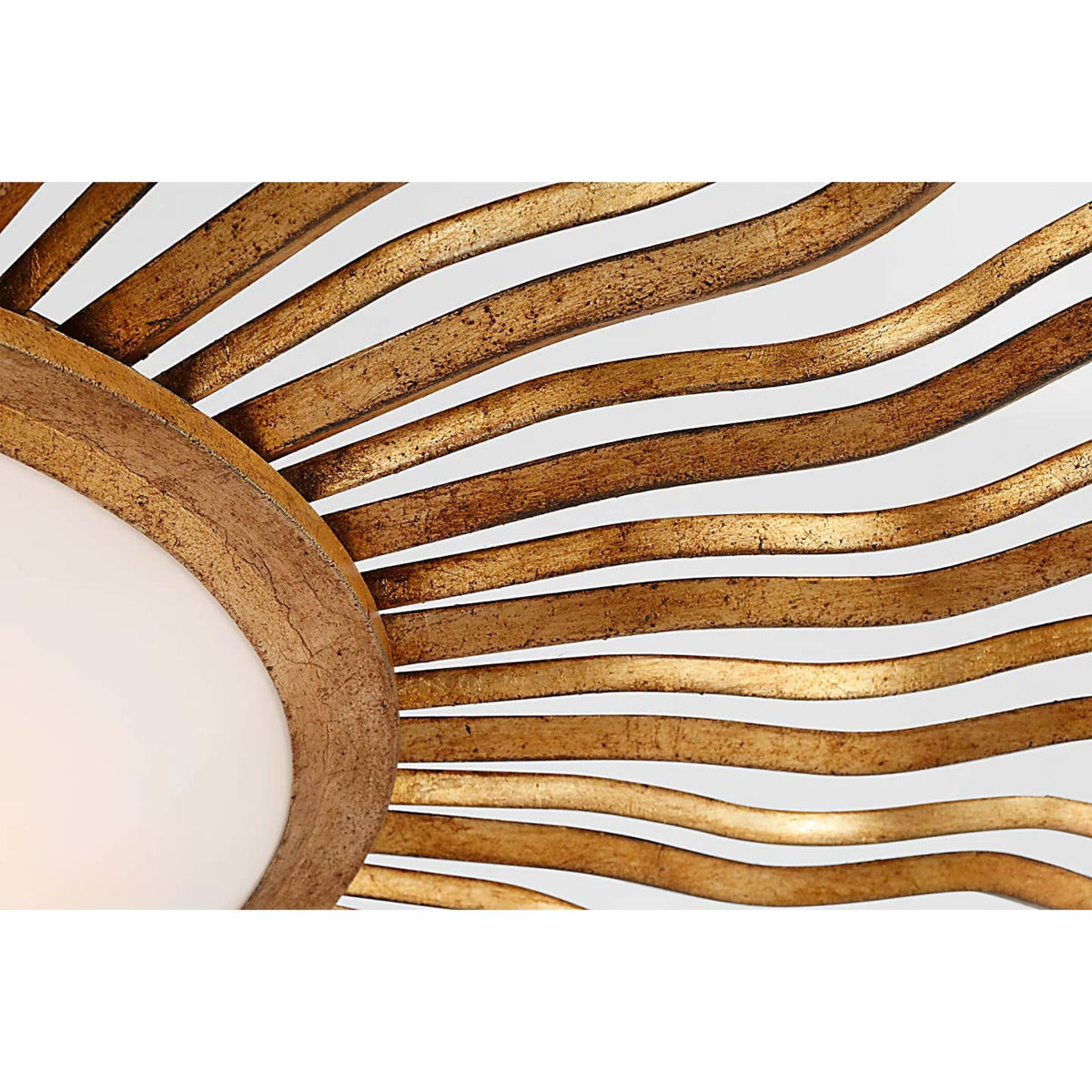 Suzanne Kasler Re 49" Semi-Flush Mount in Gilded Iron with White Glass W48.75" x H7"