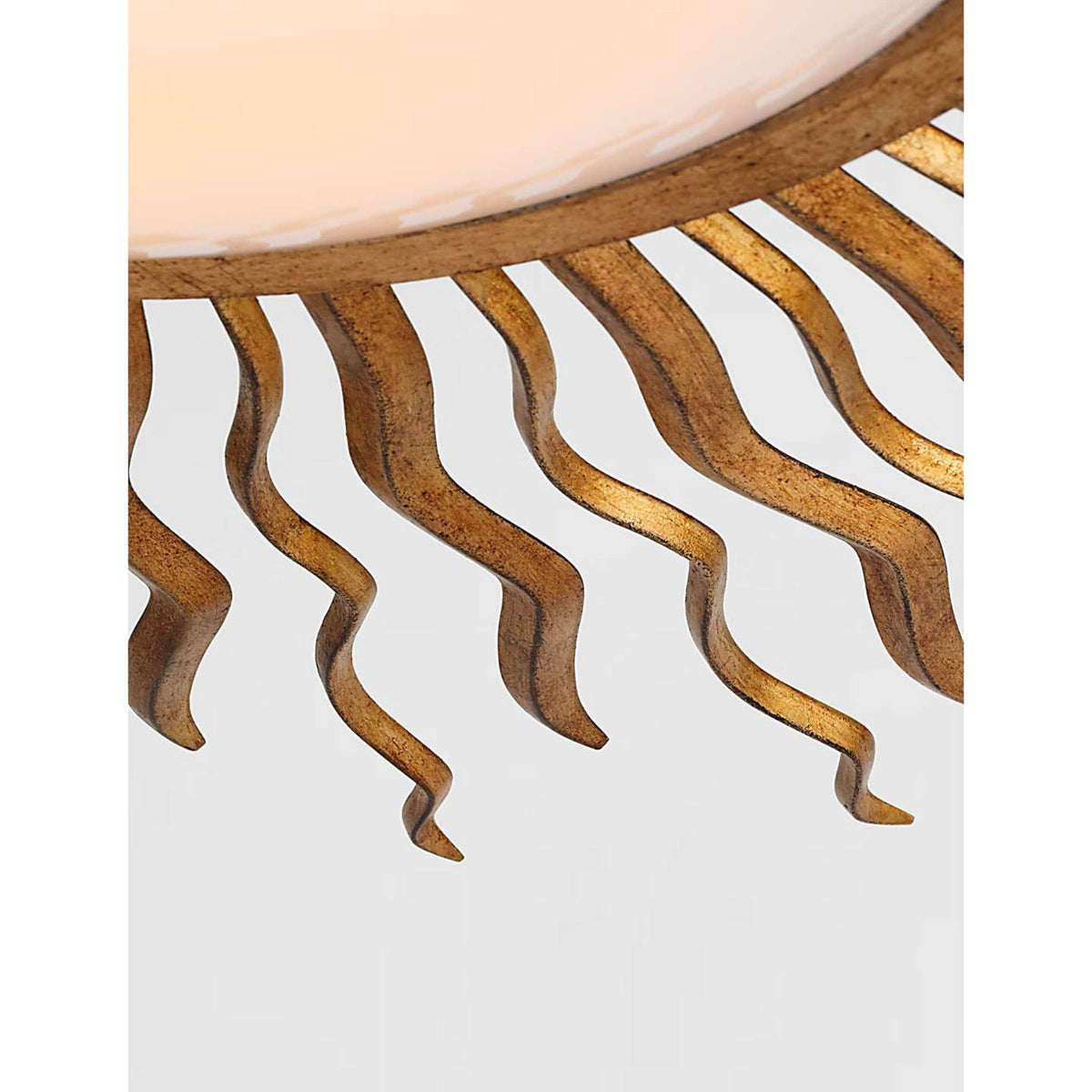 Suzanne Kasler Re 49" Semi-Flush Mount in Gilded Iron with White Glass W48.75" x H7"