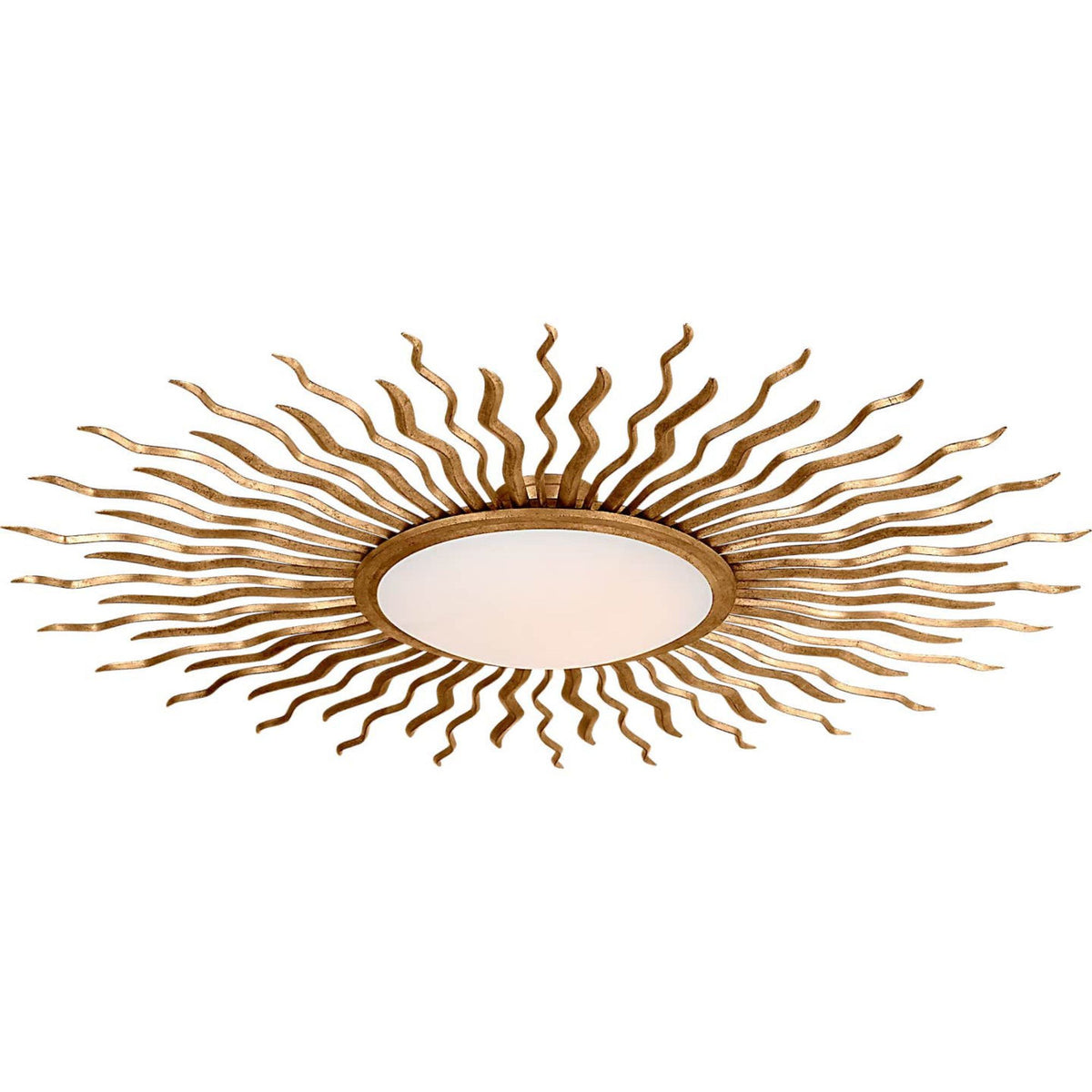 Suzanne Kasler Re 49" Semi-Flush Mount in Gilded Iron with White Glass W48.75" x H7"