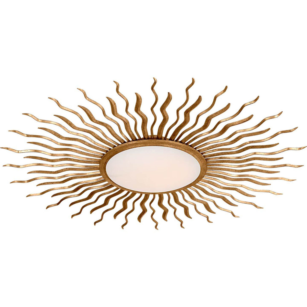 Suzanne Kasler Re 49" Semi-Flush Mount in Gilded Iron with White Glass W48.75" x H7"
