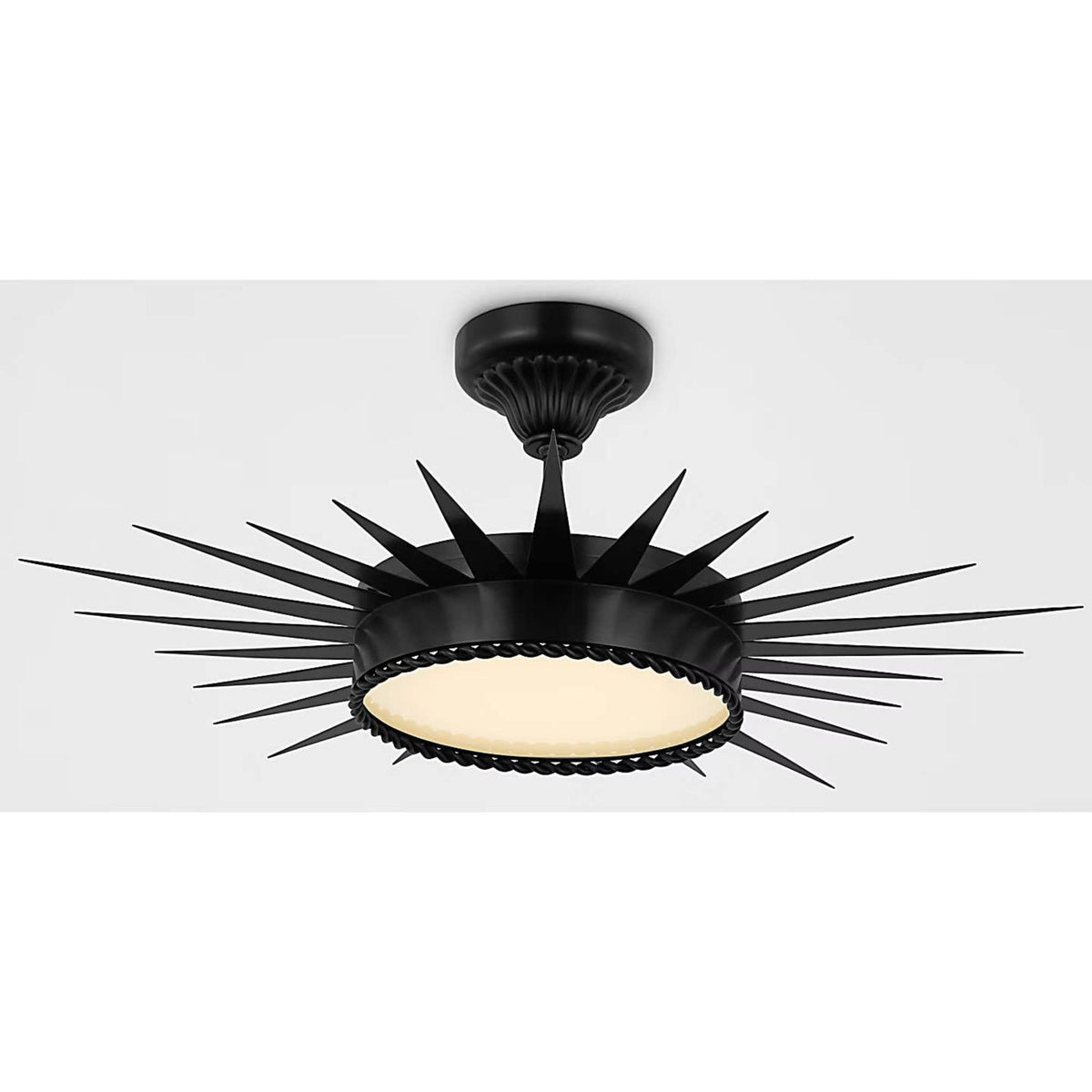 Suzanne Kasler Soleil 28" Semi-Flush Mount in Bronze with White Glass W26.25" x H10.25"