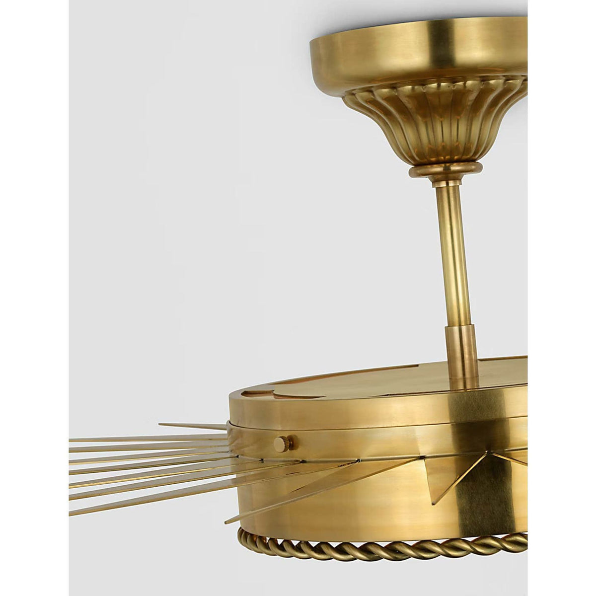 Suzanne Kasler Soleil 28" Semi-Flush Mount in Hand-Rubbed Antique Brass with White Glass W26.25" x H10.25"