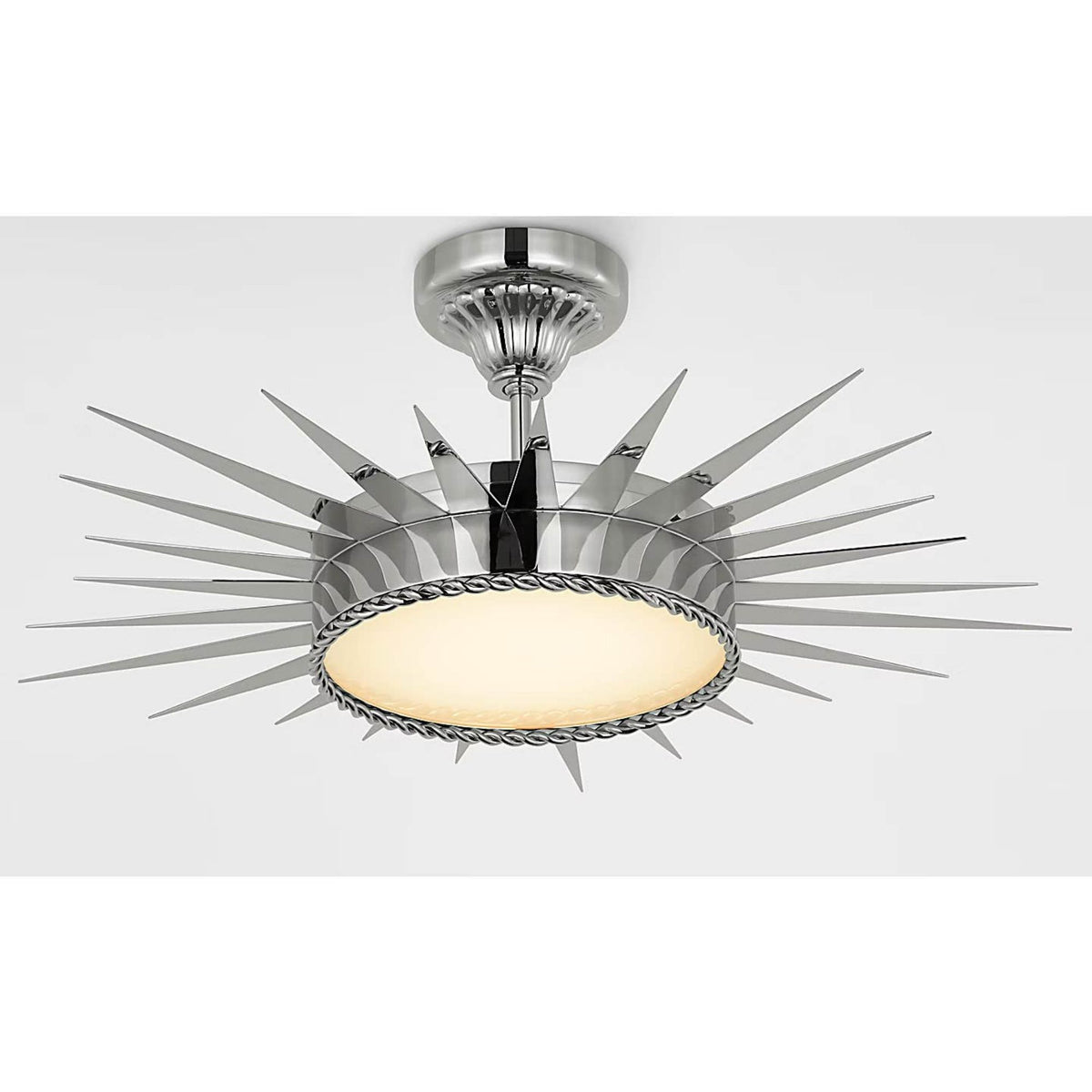 Suzanne Kasler Soleil 28" Semi-Flush Mount in Polished Nickel with White Glass W26.25" x H10.25"