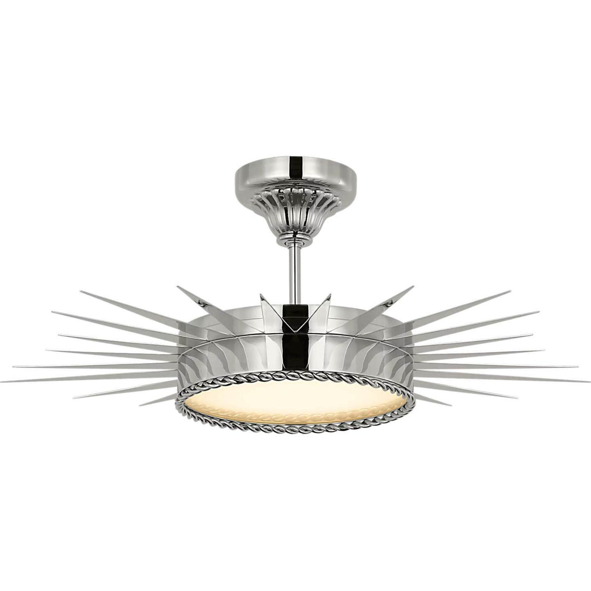 Suzanne Kasler Soleil 28" Semi-Flush Mount in Polished Nickel with White Glass W26.25" x H10.25"