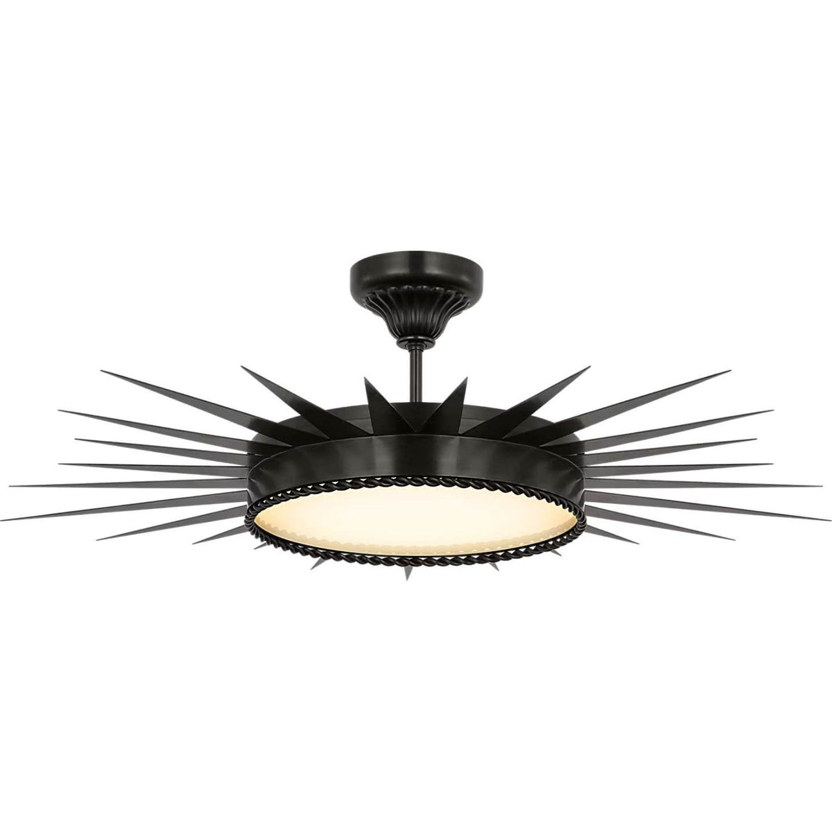 Suzanne Kasler Soleil 36" Semi-Flush Mount in Bronze with White Glass W34" x H10.25"