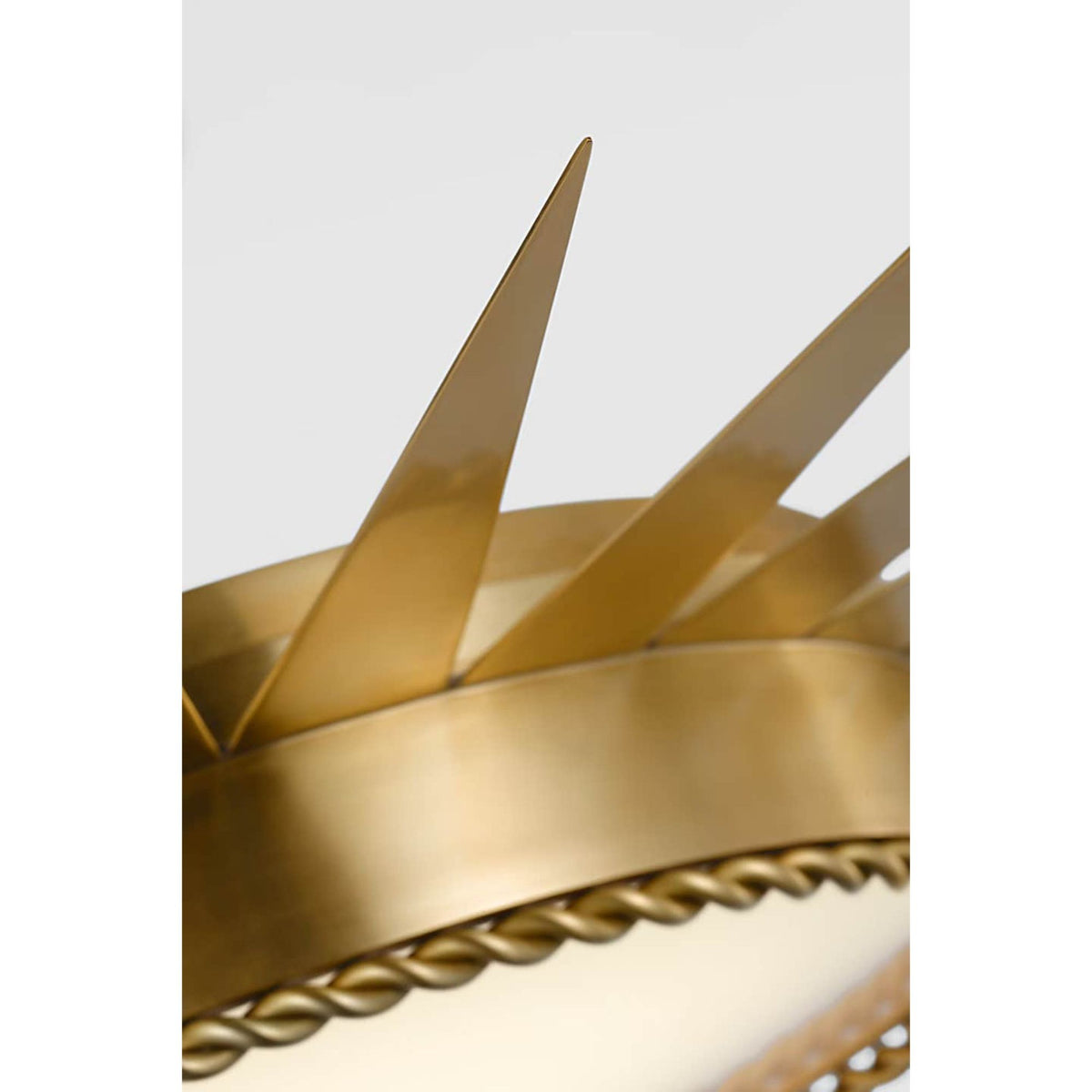 Suzanne Kasler Soleil 36" Semi-Flush Mount in Hand-Rubbed Antique Brass with White Glass W34" x H10.25"
