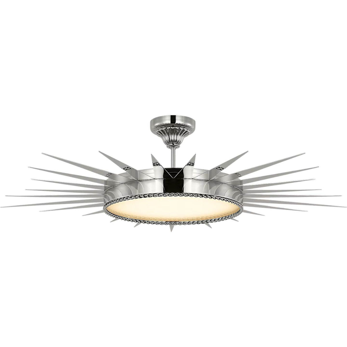 Suzanne Kasler Soleil 45" Semi-Flush Mount in Polished Nickel with White Glass W42.25" x H10.5"