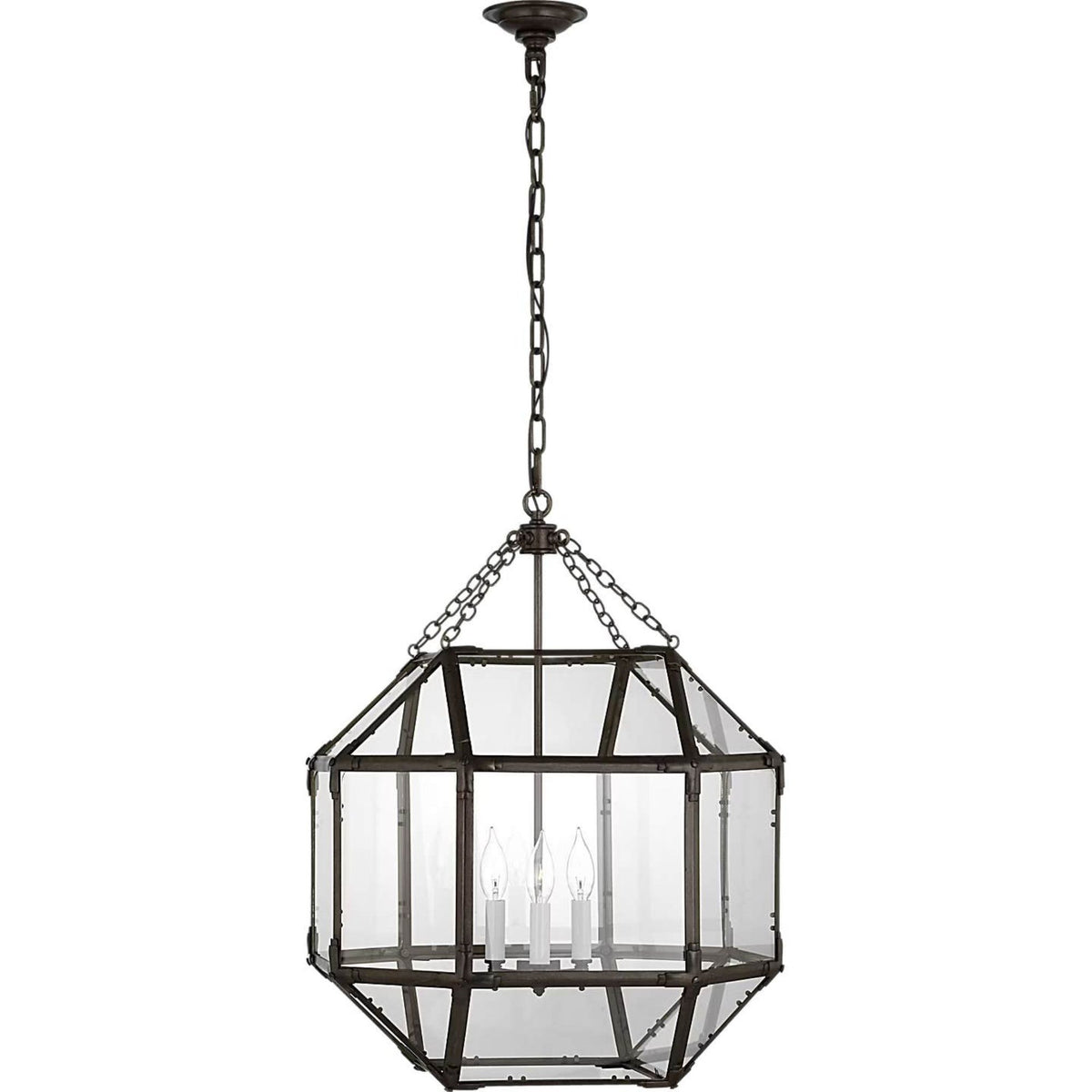 Suzanne Kasler Morris Medium Lantern in Antique Zinc with Clear Glass W19.75" x H26"