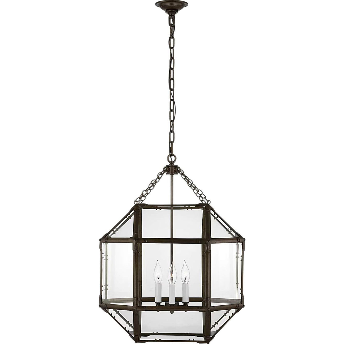 Suzanne Kasler Morris Medium Lantern in Antique Zinc with Clear Glass W19.75" x H26"