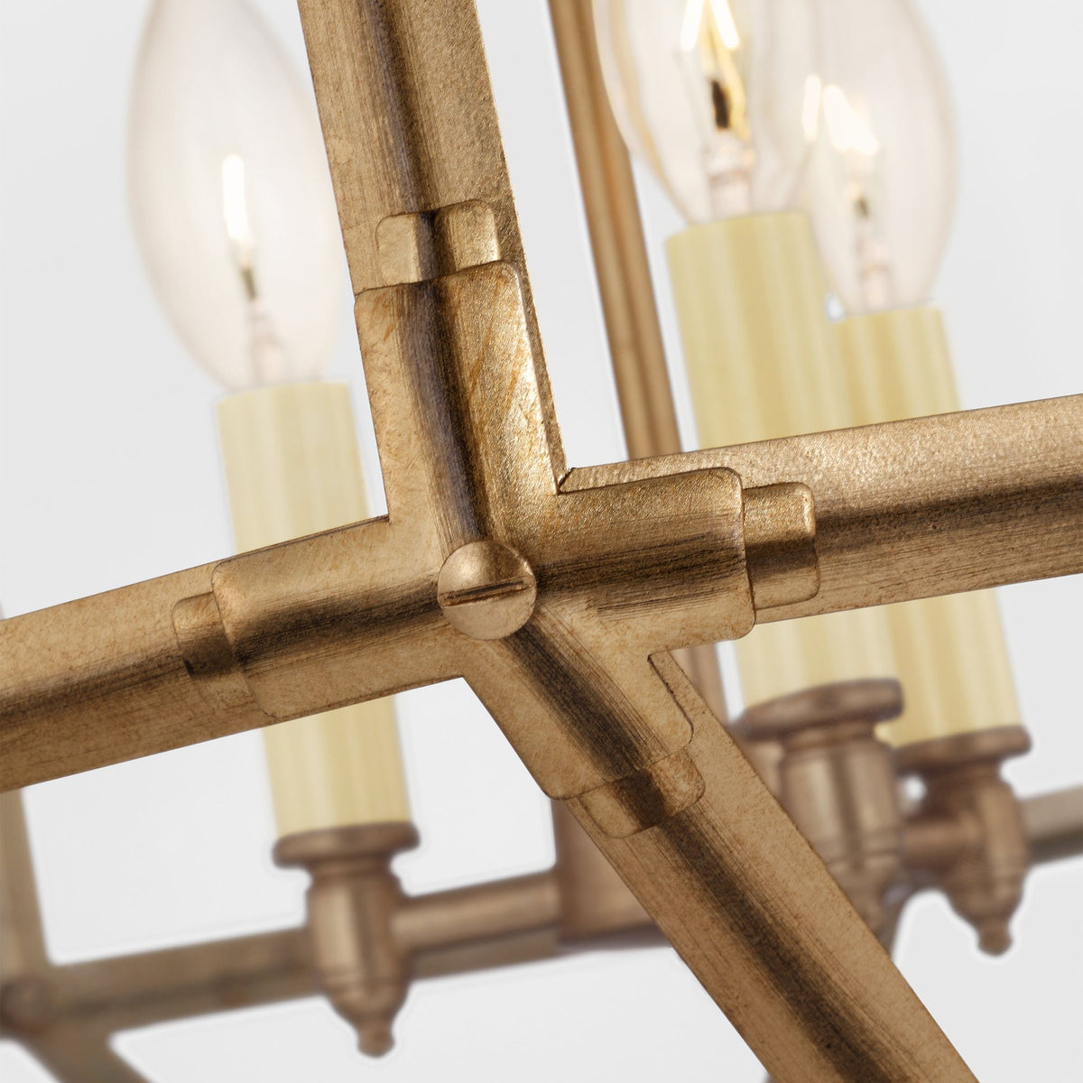 Suzanne Kasler Morris Medium Lantern in Gilded Iron with Clear Glass W19.75" x H26"