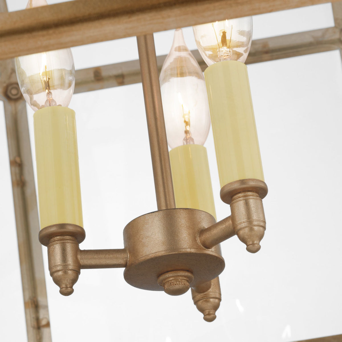 Suzanne Kasler Morris Medium Lantern in Gilded Iron with Clear Glass W19.75" x H26"