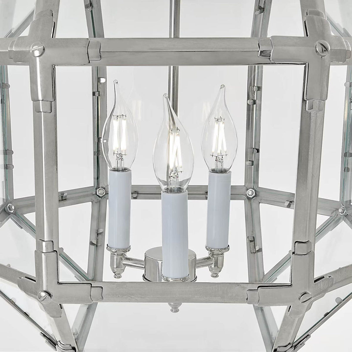 Suzanne Kasler Morris Medium Lantern in Polished Nickel with Clear Glass W19.75" x H26"