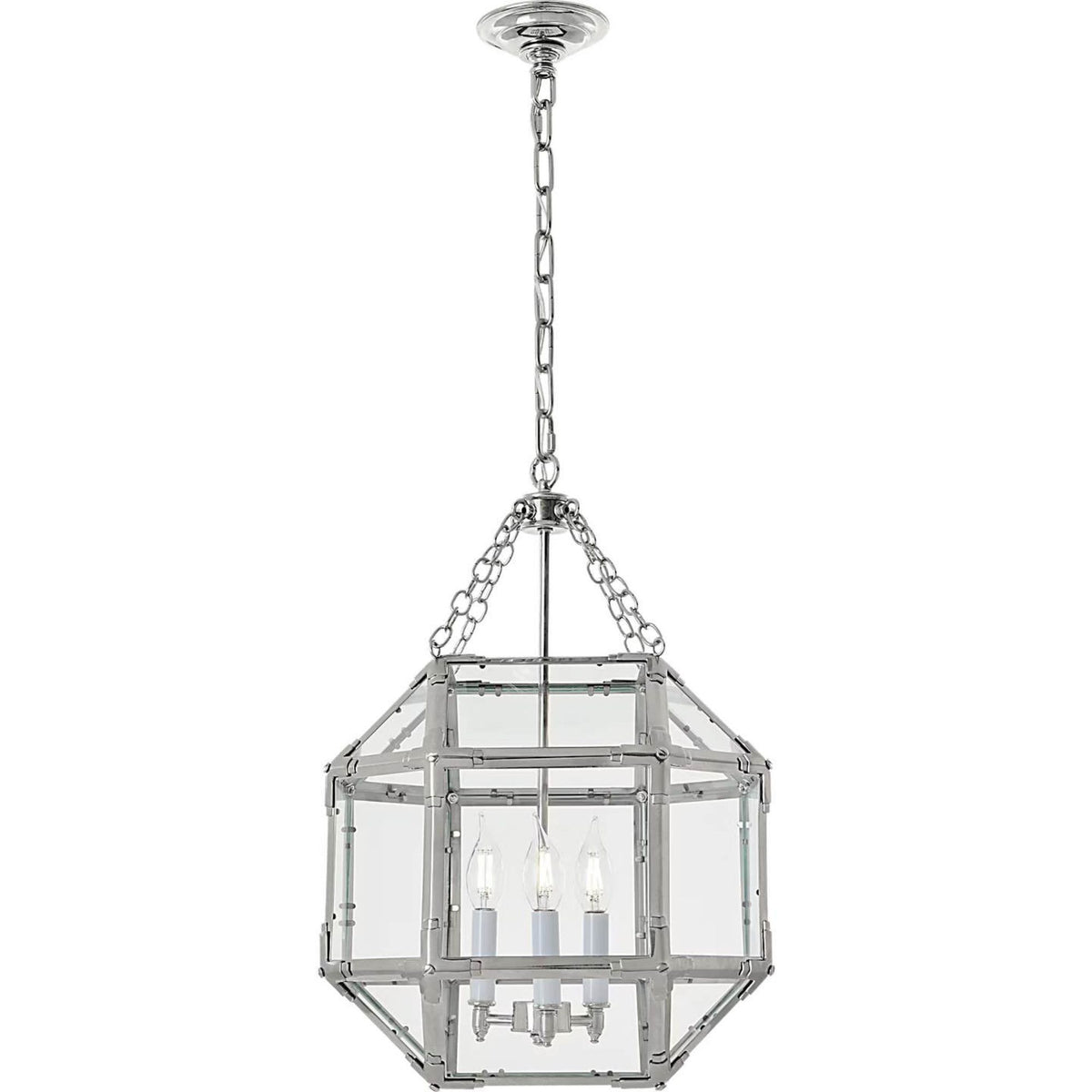 Suzanne Kasler Morris Medium Lantern in Polished Nickel with Clear Glass W19.75" x H26"