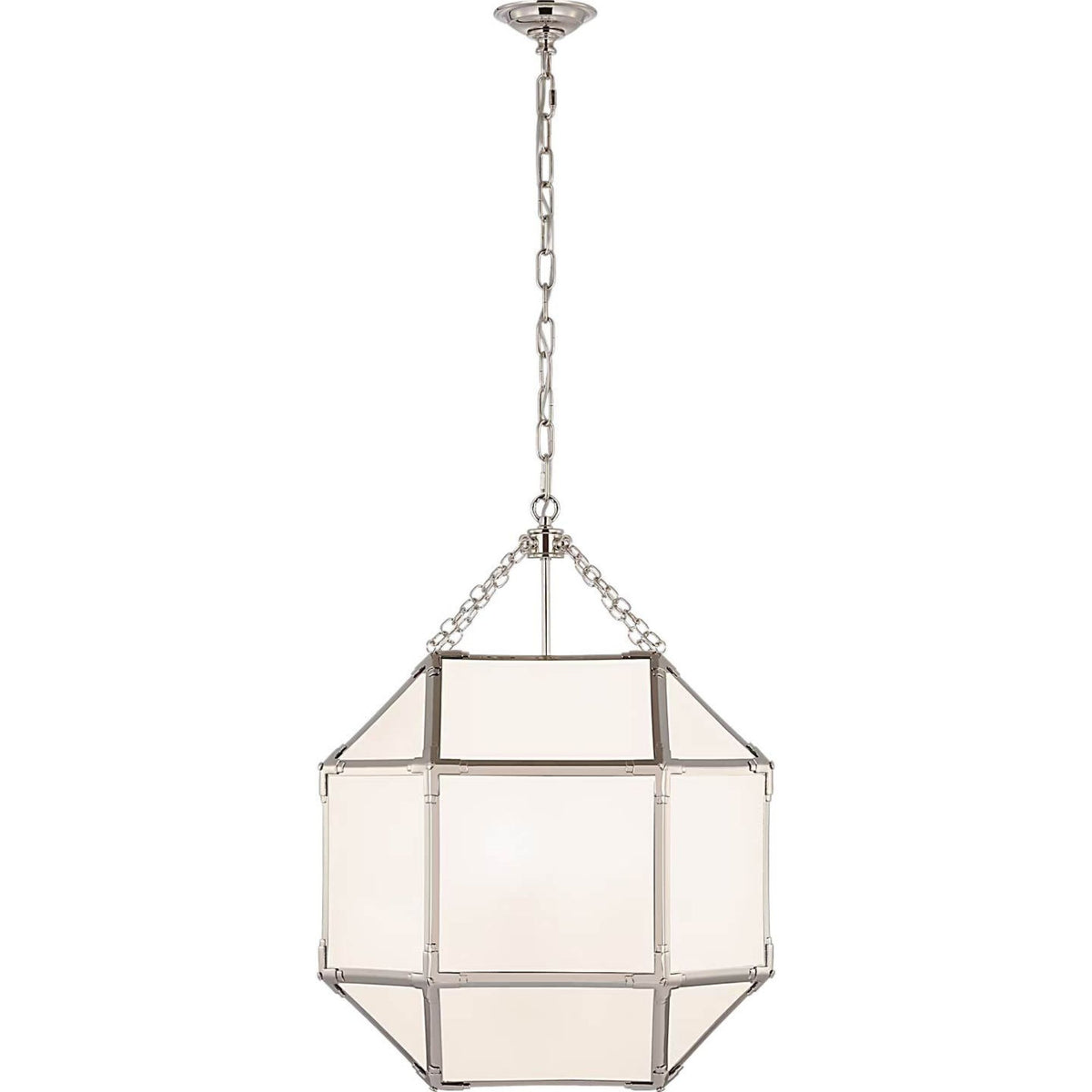Suzanne Kasler Morris Medium Lantern in Polished Nickel with White Glass W19.75" x H26"