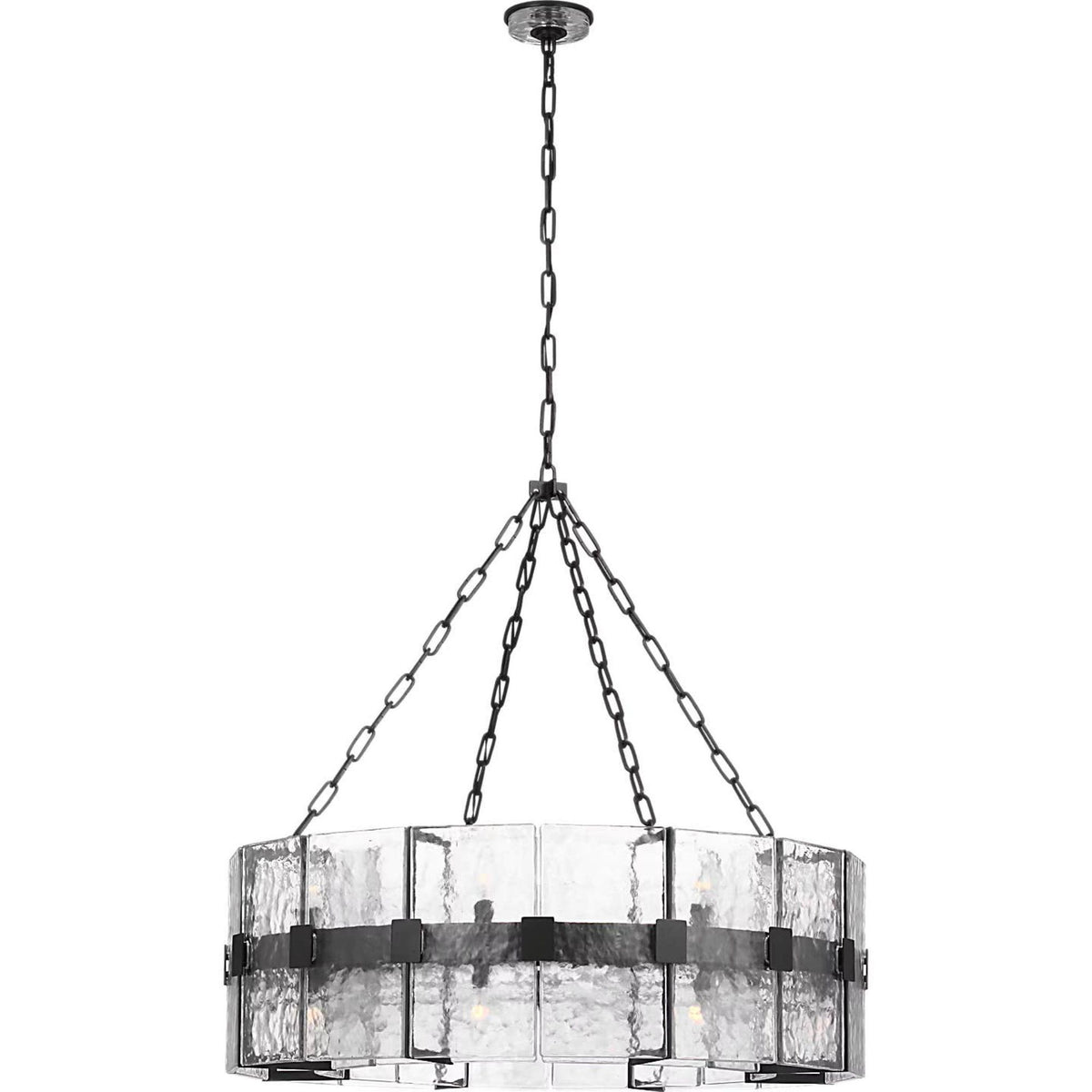 Suzanne Kasler Solera 37" Barrel Chandelier in Bronze with Clear Wavy Glass W37.25" x H35.75"