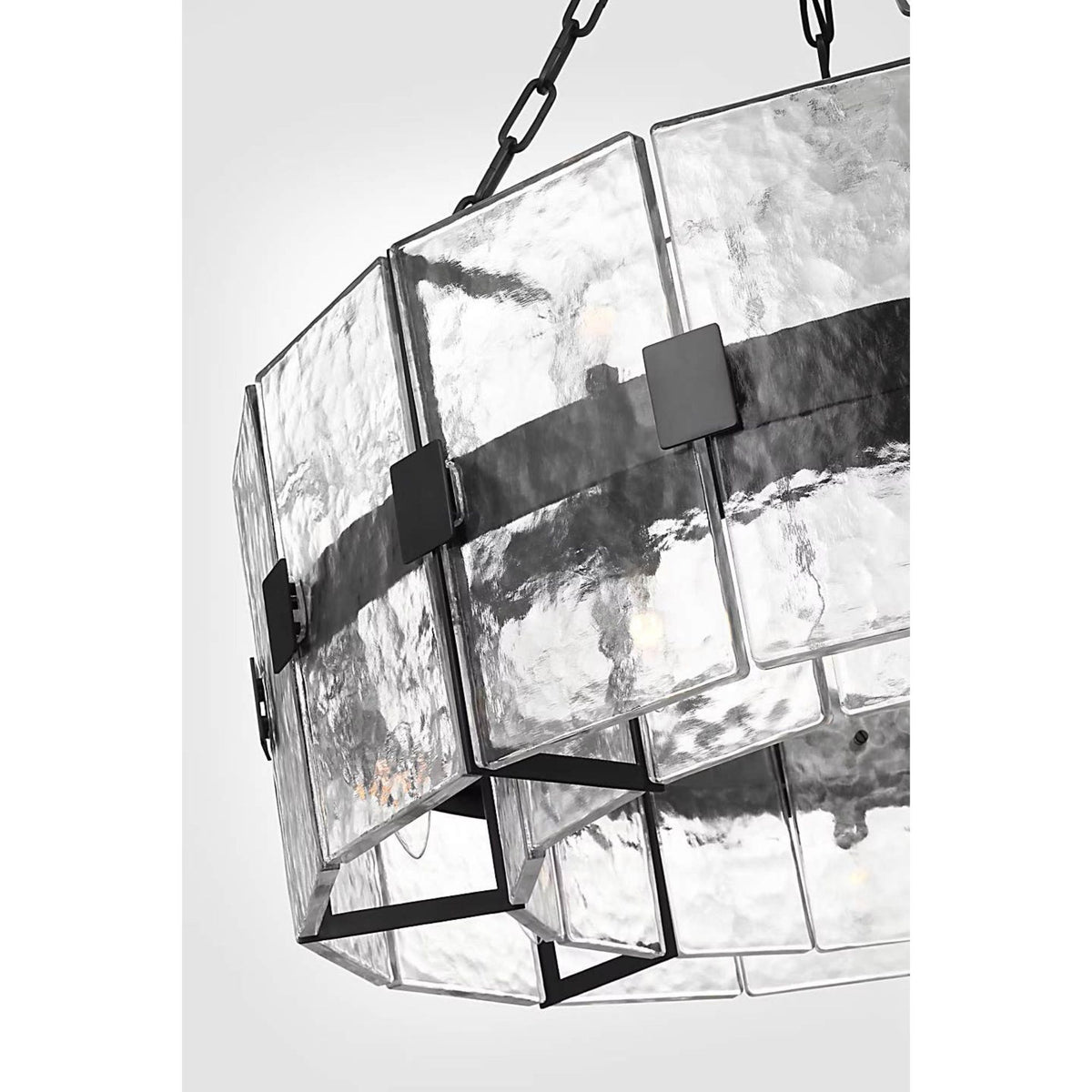 Suzanne Kasler Solera 37" Barrel Chandelier in Bronze with Clear Wavy Glass W37.25" x H35.75"