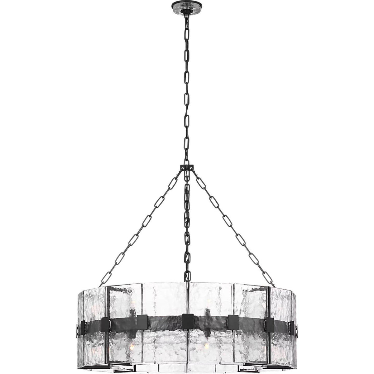 Suzanne Kasler Solera 37" Barrel Chandelier in Bronze with Clear Wavy Glass W37.25" x H35.75"