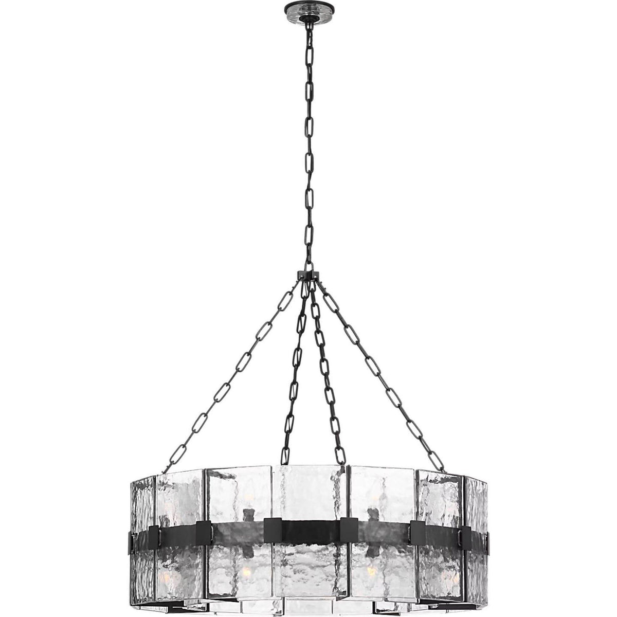 Suzanne Kasler Solera 37" Barrel Chandelier in Bronze with Clear Wavy Glass W37.25" x H35.75"