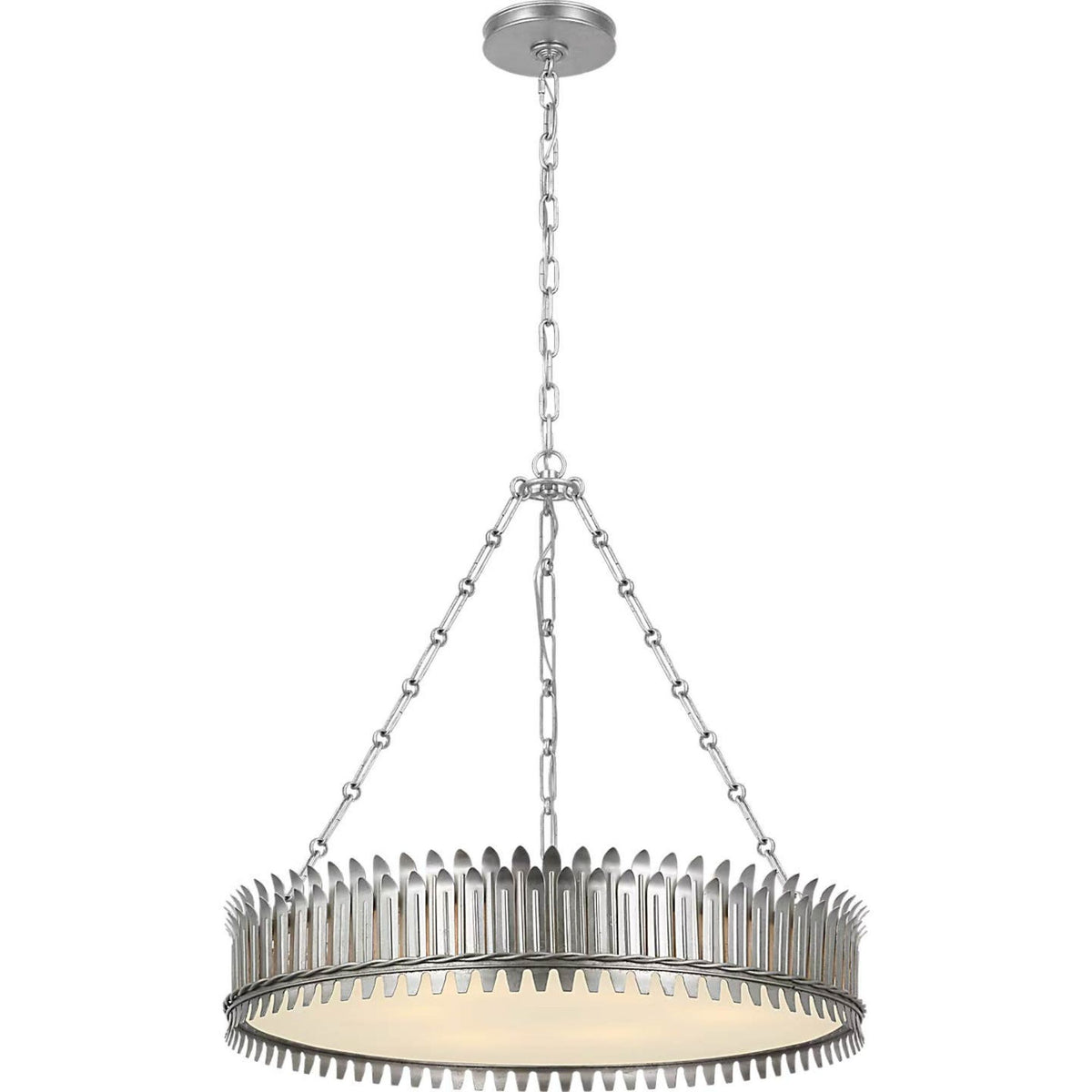 Suzanne Kasler Leslie 27" Chandelier in Burnished Silver Leaf with Frosted Acrylic W26.75" x H26.5"