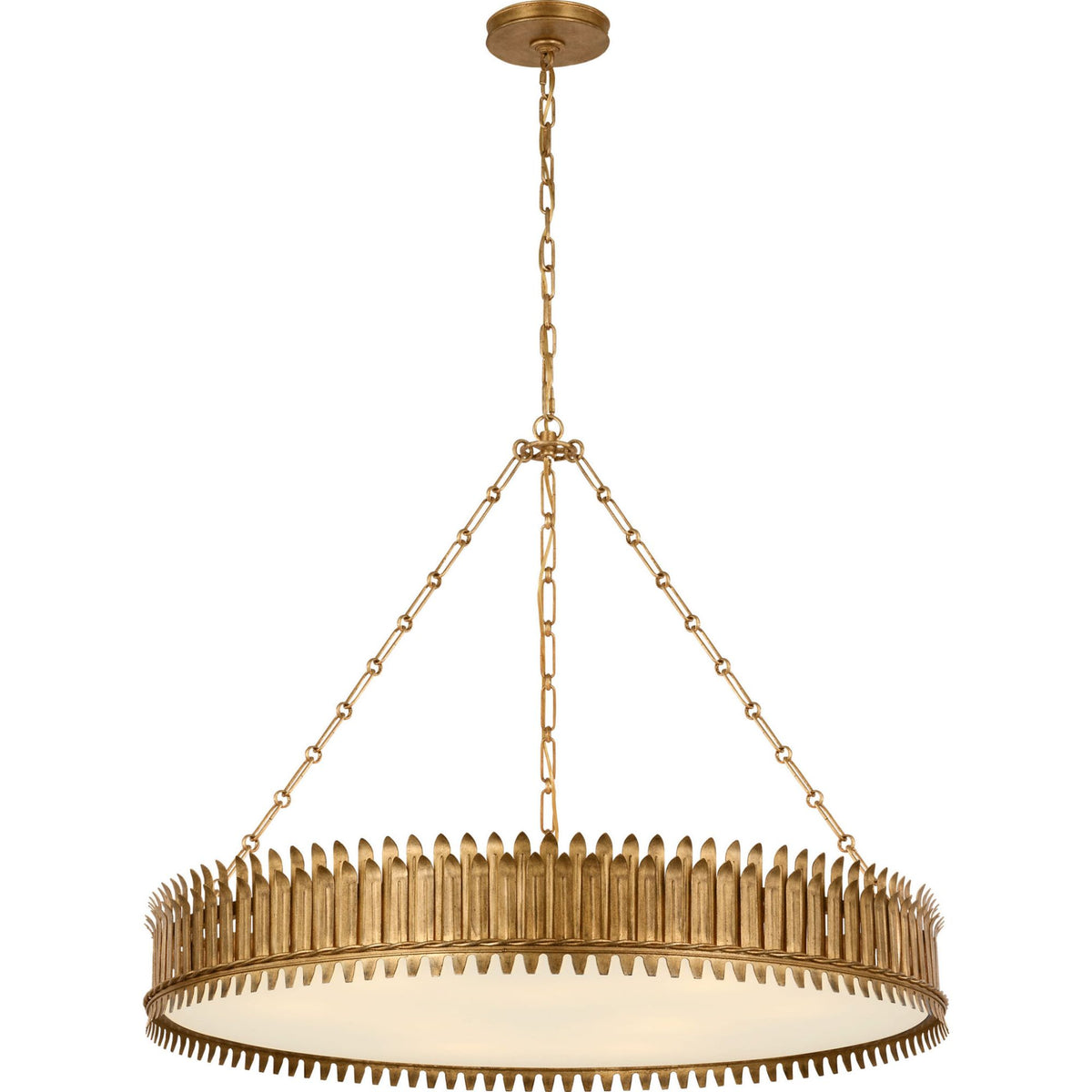 Suzanne Kasler Leslie 37" Chandelier in Gilded Iron with Frosted Acrylic W36.75" x H29.75"
